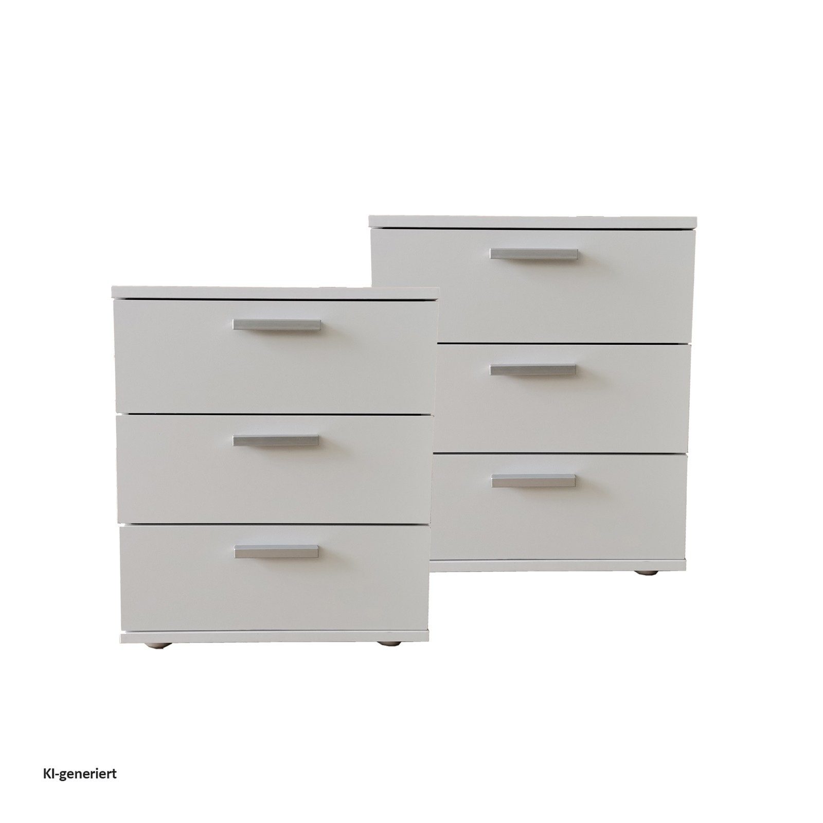 HTI-Living Nachtschrank Nachtkommode 3 Schubladen Nina Weiß 2er-Set (Set, 2-St., 2 Nachtschränke) Nachtschrank Nachttisch