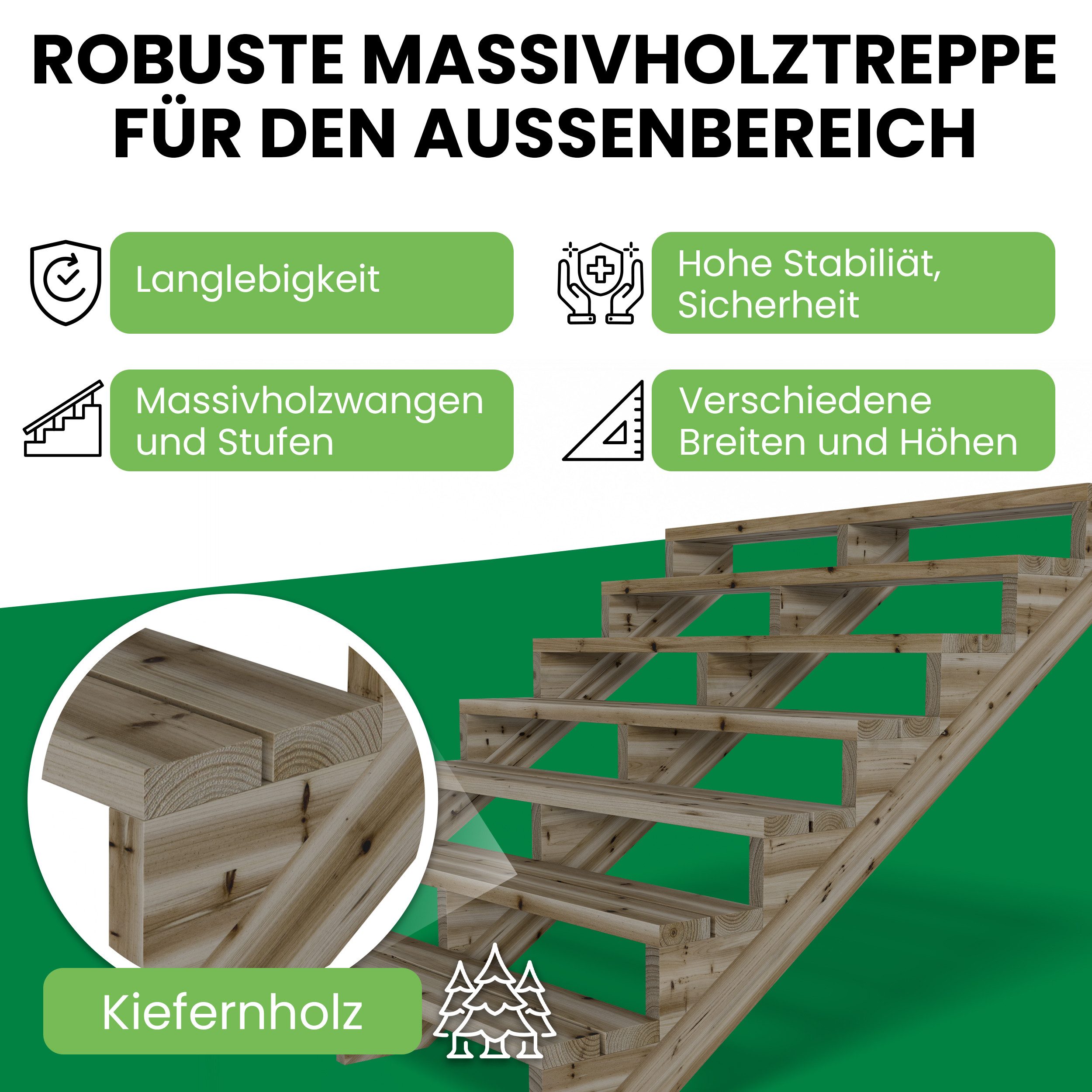 Gartenwelt Riegelsberger Außentreppe Terrassentreppe Kiefer kesseldruckimpr günstig online kaufen