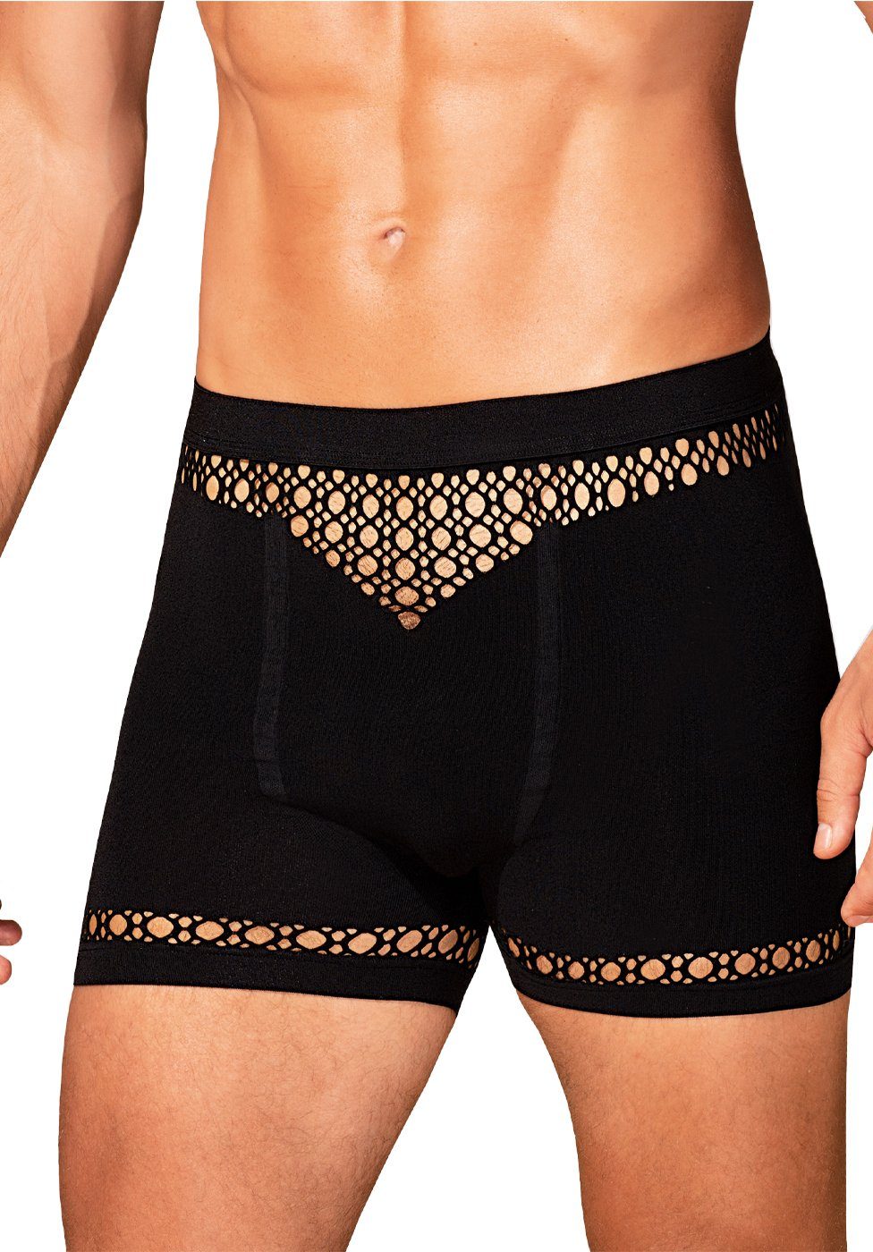 Boxershorts Boxershorts mit Netz-Muster - schwarz