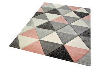 Teppich Teppich Wohnzimmerteppich Dreieck rosa grau creme, Carpetia, rechteckig, Höhe: 13 mm