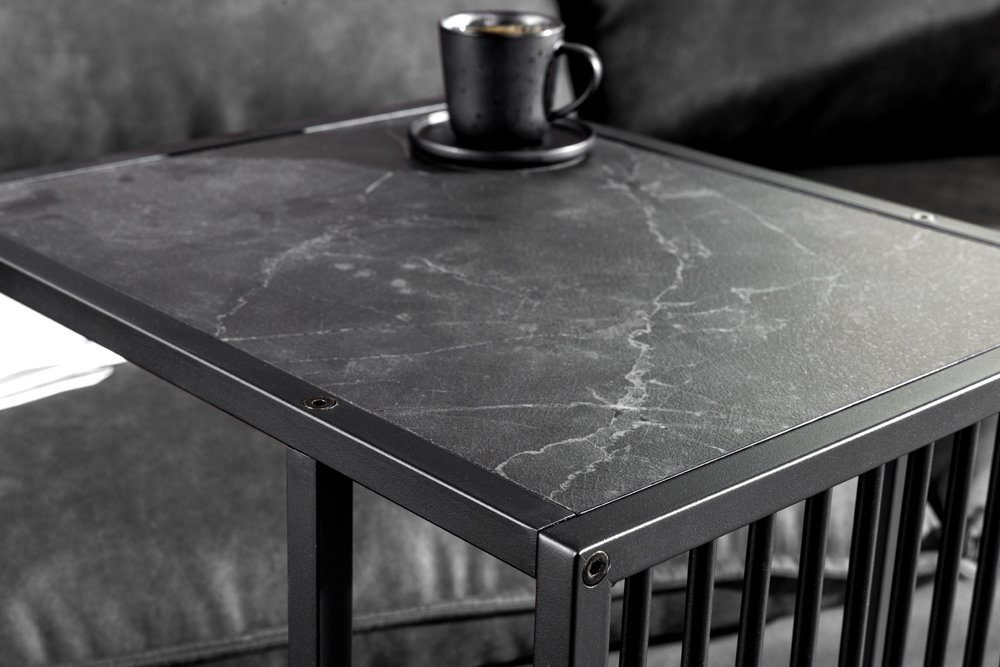 riess-ambiente Beistelltisch ARCHITECTURE 65cm graphit / schwarz (Einzelartikel, 1-St), Wohnzimmer · Marmor-Optik · Metall · Laptoptisch · Industrial Design