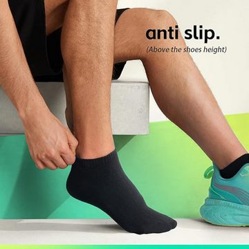 Anqier Kurzsocken Sneakersocken Kurzsocken für Damen und Herren aus Baumwolle (10-Paar) (Running Socken, Stoßdämpfung und Anti-Rutsch,mit Komfortbund, Atmungsaktive und geruchsfreie Laufsocken) Anti-Blasen Schutz Rutschfest Atmungsaktiv