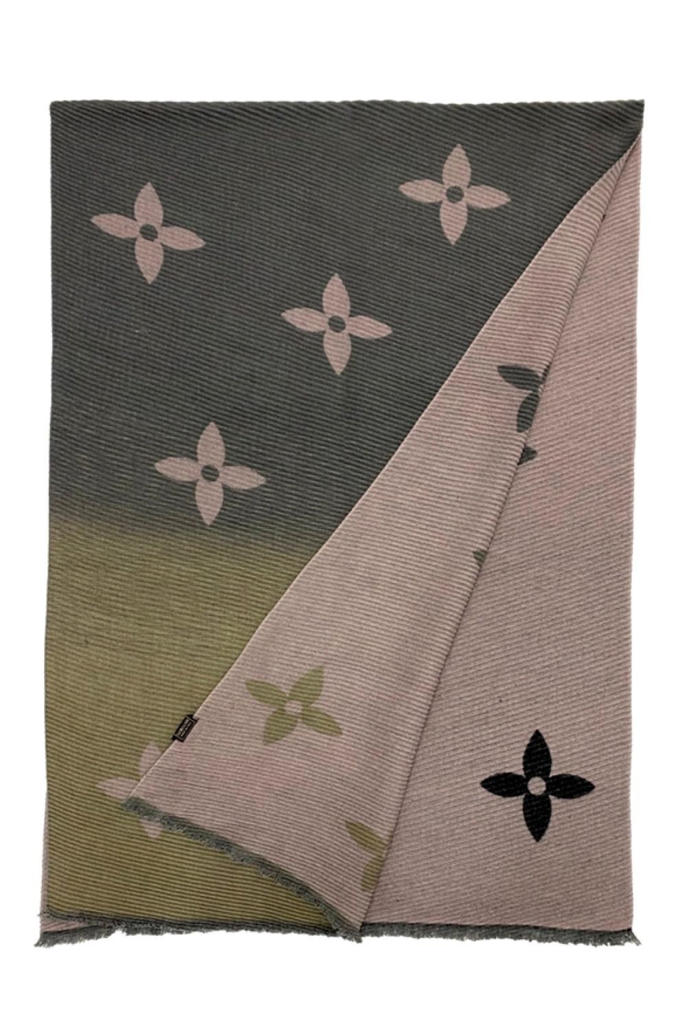 Fashion Scarf World Modeschal Wendbarer plissierter Wollschal mit Ombre-Blumendruck, Weich, wärmend und stilvoll