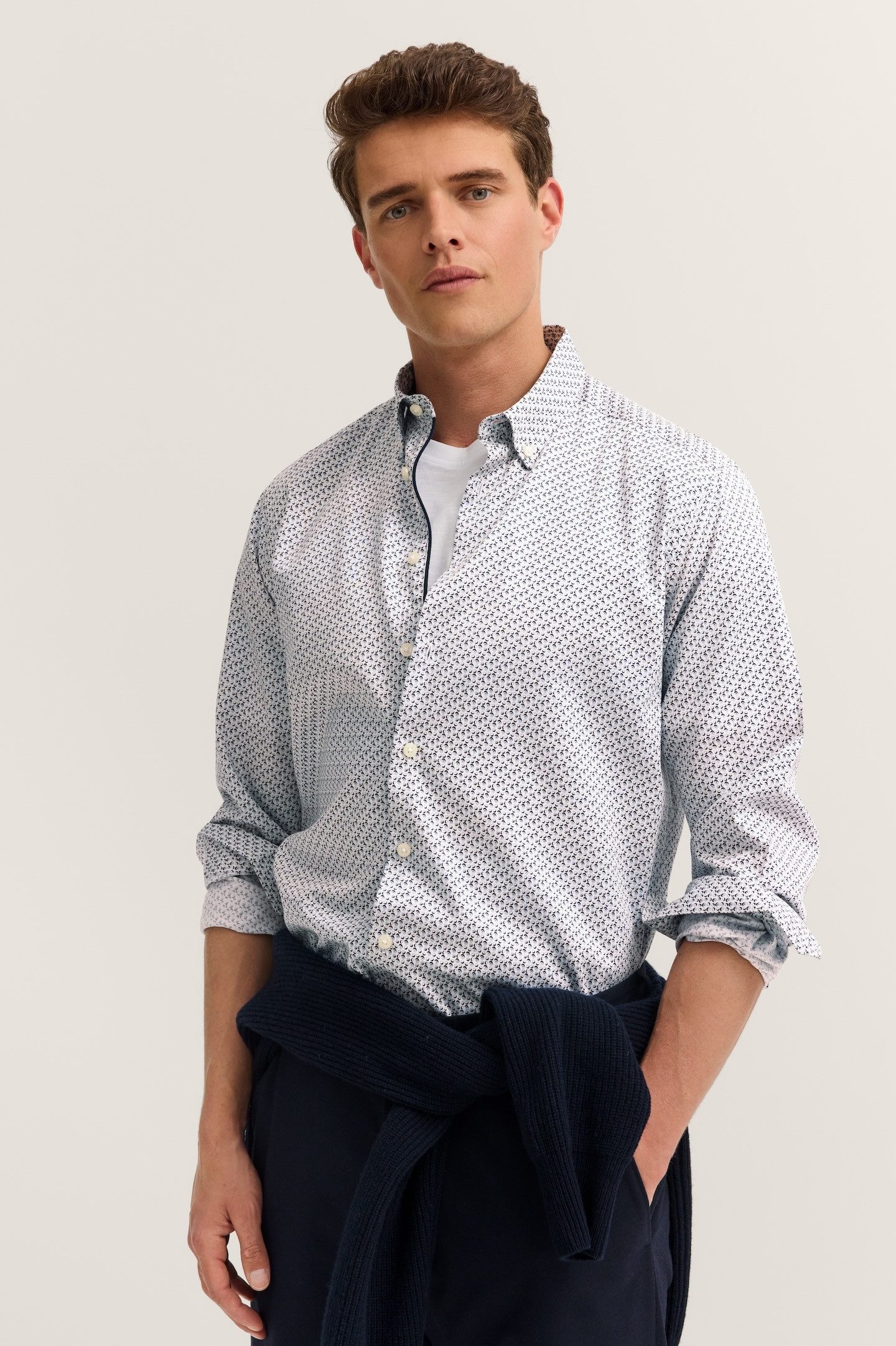bugatti Langarmhemd Easy Care mit kleinem Print günstig online kaufen