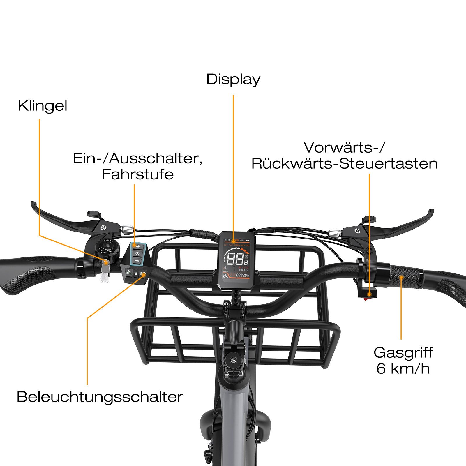 ELEKGO E-Bike Elektrisches Dreirad 20*3,0 zoll E-Dreirad Cargo mit 48V18Ah Akku Lastenfahrrad, 1 Gang, Kettenschaltung, Heckmotor, 864 Wh, Mit Körben vorne und  – Bild 5 von 5