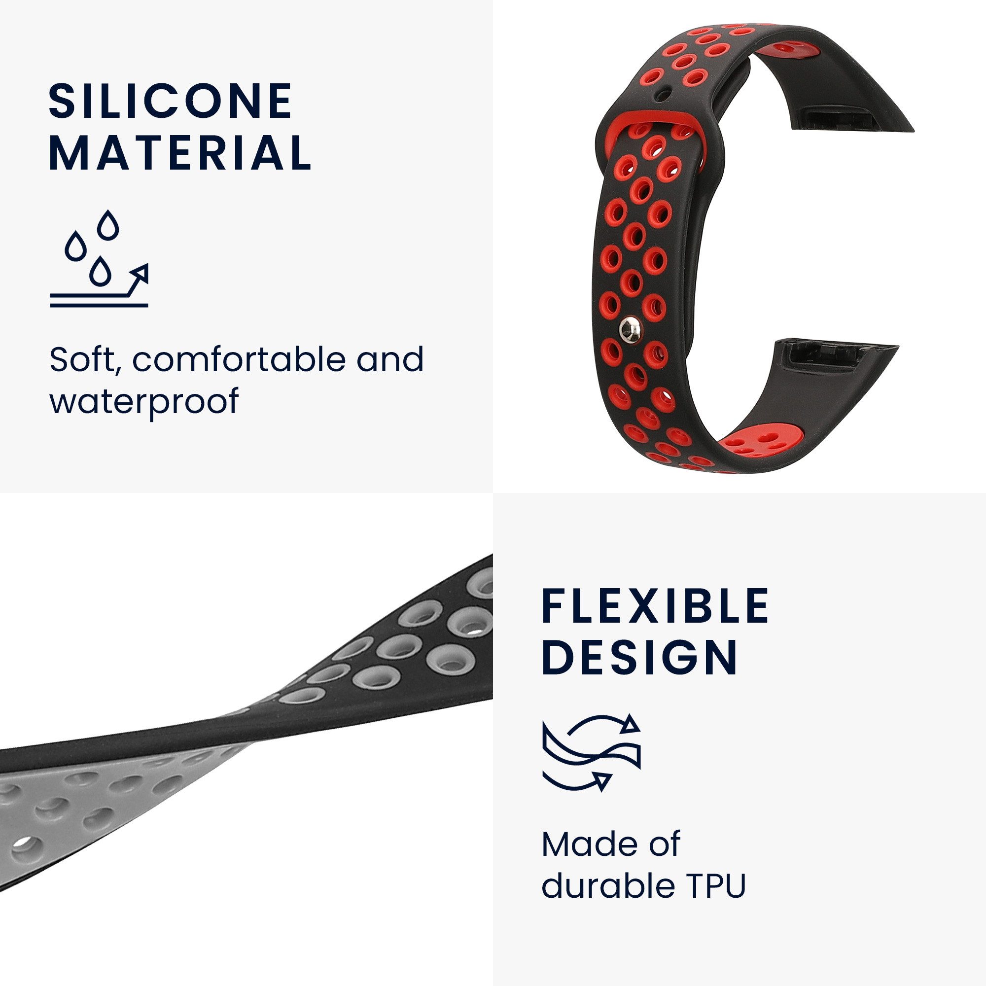 kwmobile Uhrenarmband für Huawei Band 6 & 6 Pro / Honor Band 7 & 6 Armband Smartwatch, 2-tlg., Ersatzarmband für Fitnesstracker - Wechselarmband Smartwatch