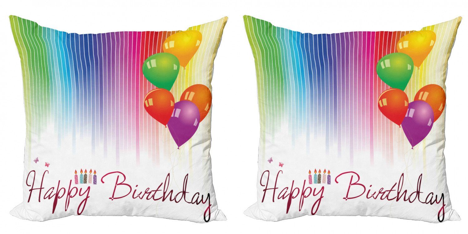 Abakuhaus Digitaldruck, Doppelseitiger Modern Ballon-Gruß-Kerze Accent Kissenbezüge (2 Regenbogen Stück),