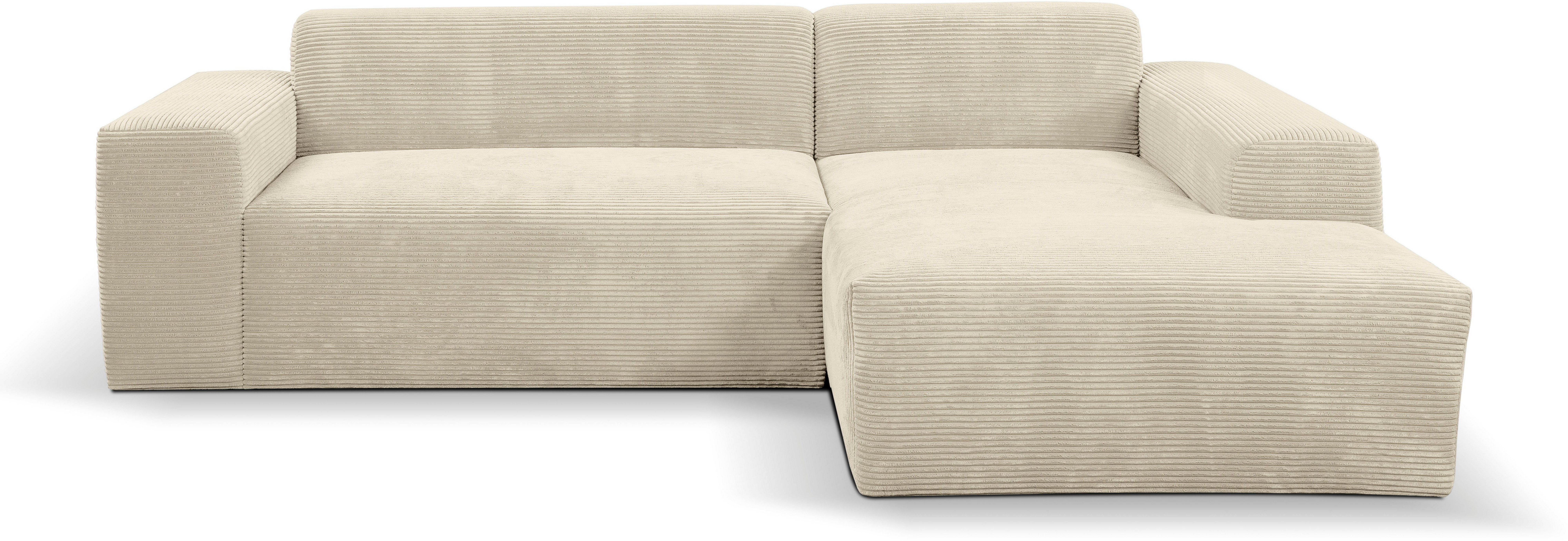 WERK2 Ecksofa Zeus L-Form, Curvy Trend Ecksofa mit urbaner Optik in weichem Cord