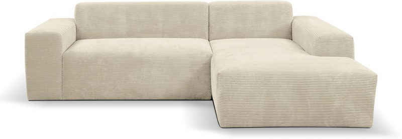 WERK2 Ecksofa Zeus L-Form, Curvy Trend Ecksofa mit urbaner Optik in weichem Cord