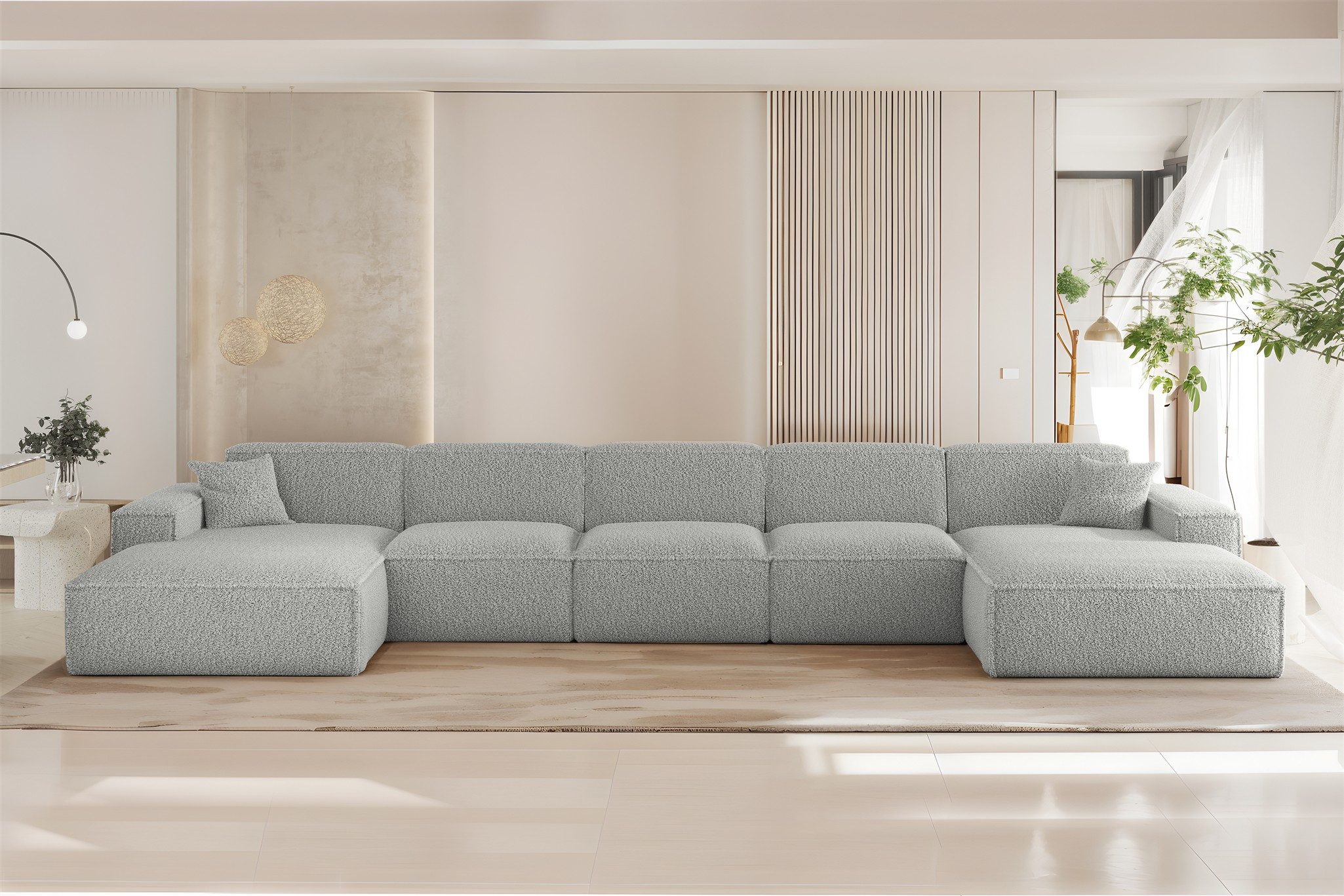 Fun Möbel Wohnlandschaft Sofa U-Form CELES PREMIUM XL in Stoff Sven (462 cm), Rundumbezug, inkl. 2 x Zierkissen