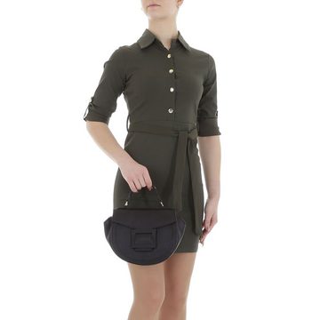 Ital-Design Minikleid Damen Freizeit Stretch Blusenkleid in Khaki