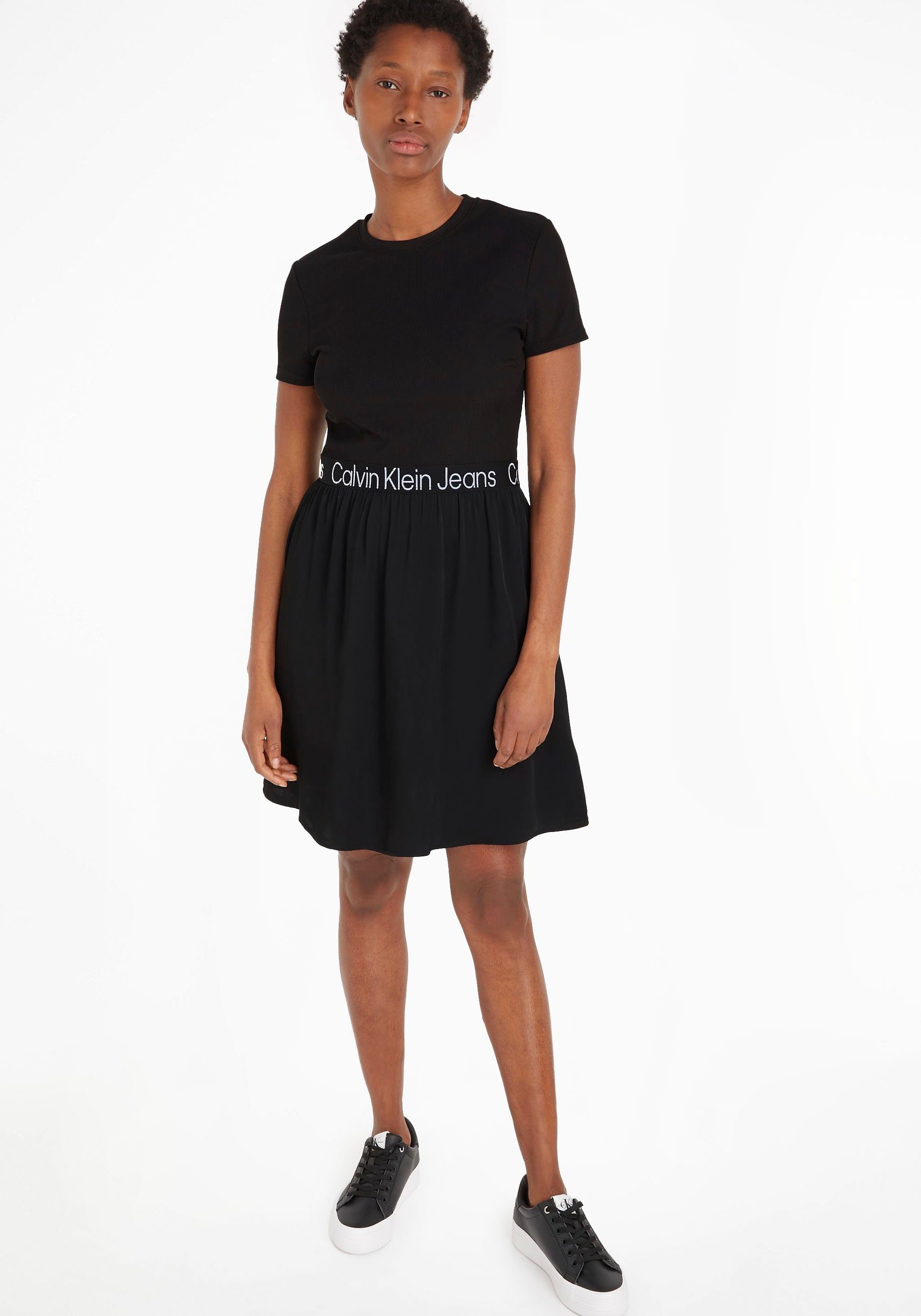 Jeans 2-in-1-Kleid schwarz Klein Calvin im Materialmix