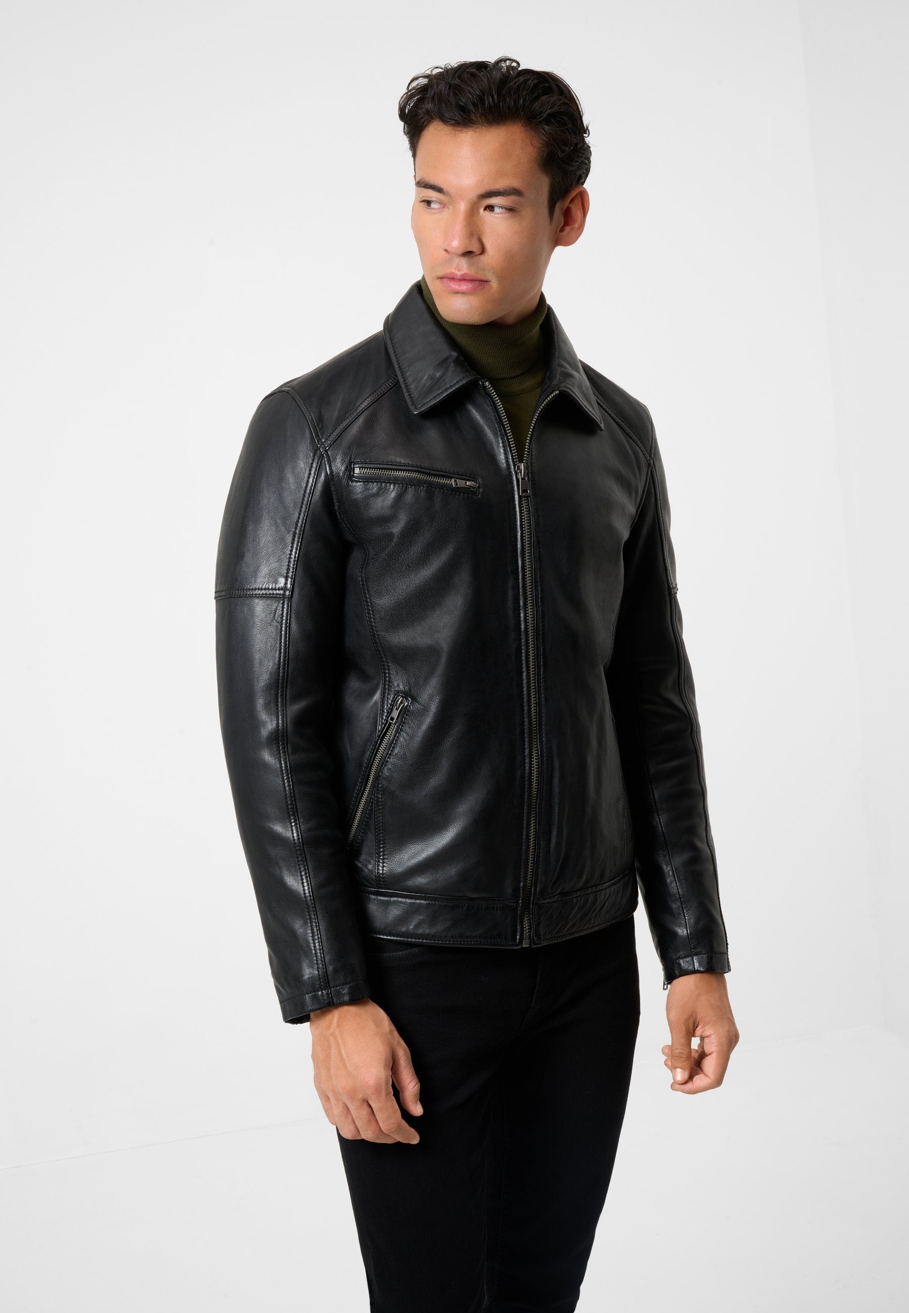 RICANO Lederjacke Claude Lamm-Nappa Lederjacke mit Polokragen günstig online kaufen