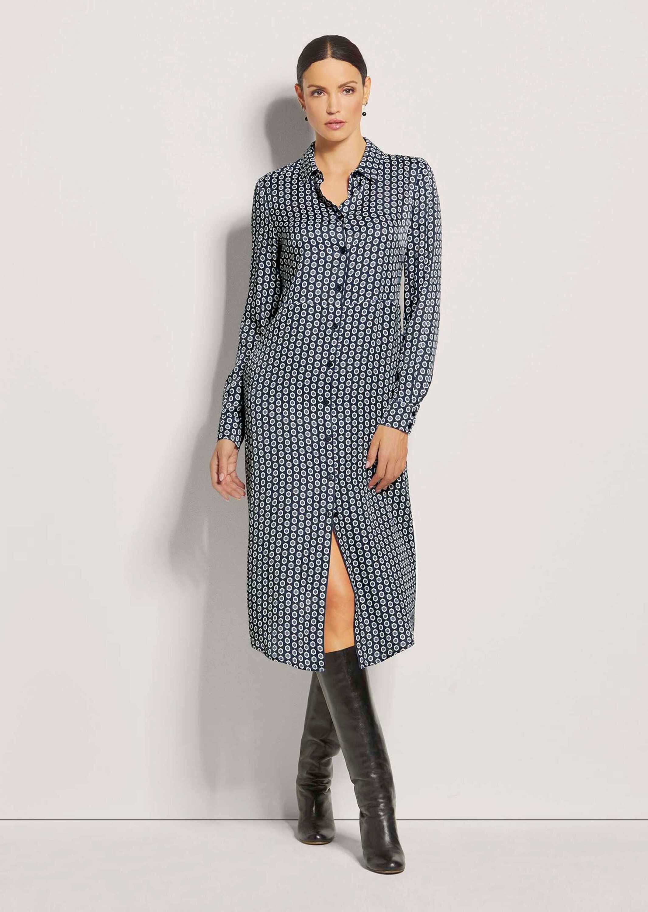 MADELEINE Maxikleid Hemdblusenkleid in bedruckter Satin-Qualität günstig online kaufen