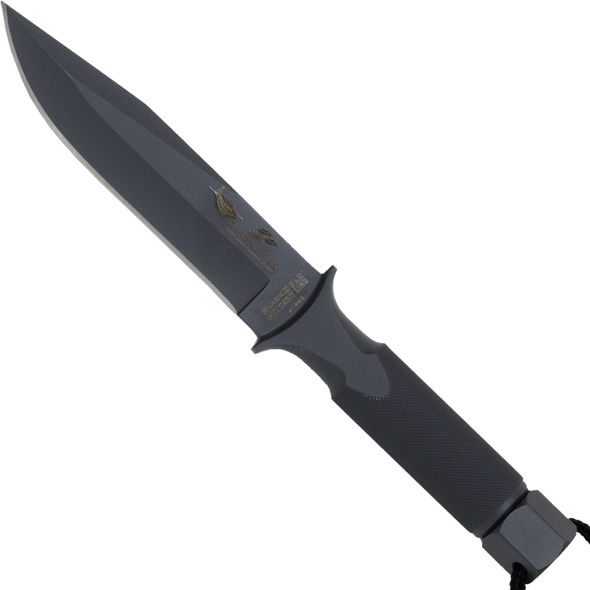 Haller Messer Survival Knife Blackfield Carrier F22 Clip Point Klinge