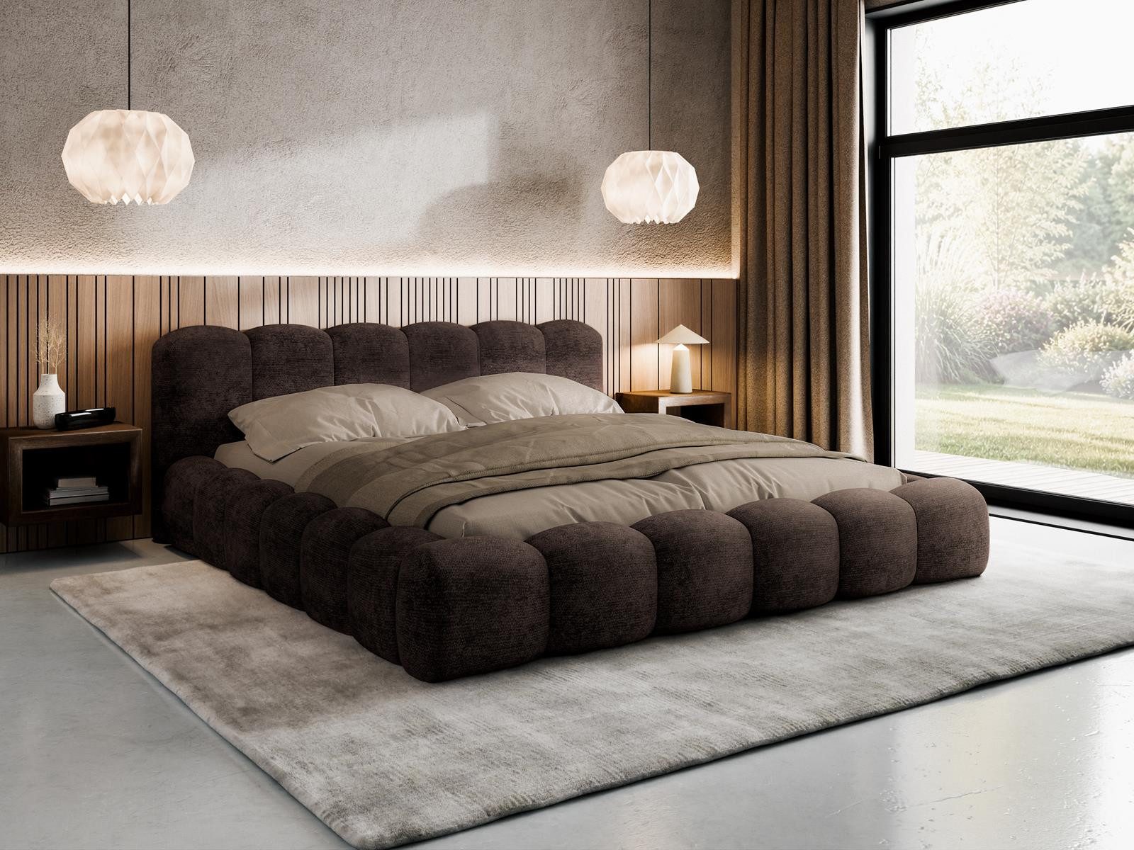 Compleo Polsterbett ERMS Bett bubble, Designerbett (Schlafzimmer Bett modern), (Chenille-Stoff), Doppelbett gepolstert, Wolkenbett