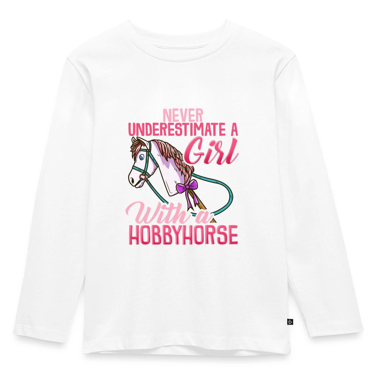 T-Shirt Never Underestimate A Girl With A Hobbyhorse Kinder Premium Langarmshi