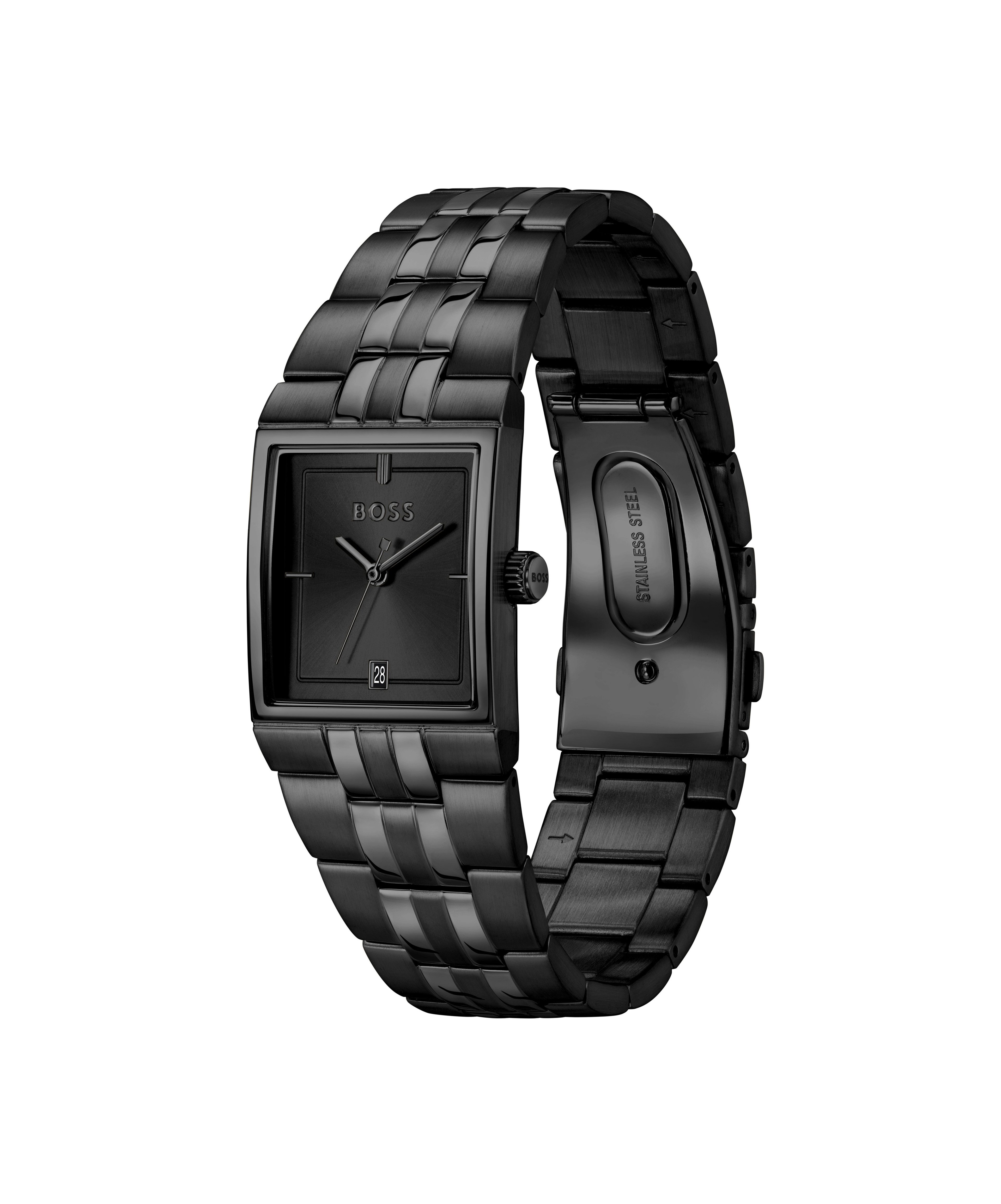 BOSS Quarzuhr STRIVO 1514333, Armbanduhr, Damenuhr, Herrenuhr, Edelstahlarmband, analog, Tag