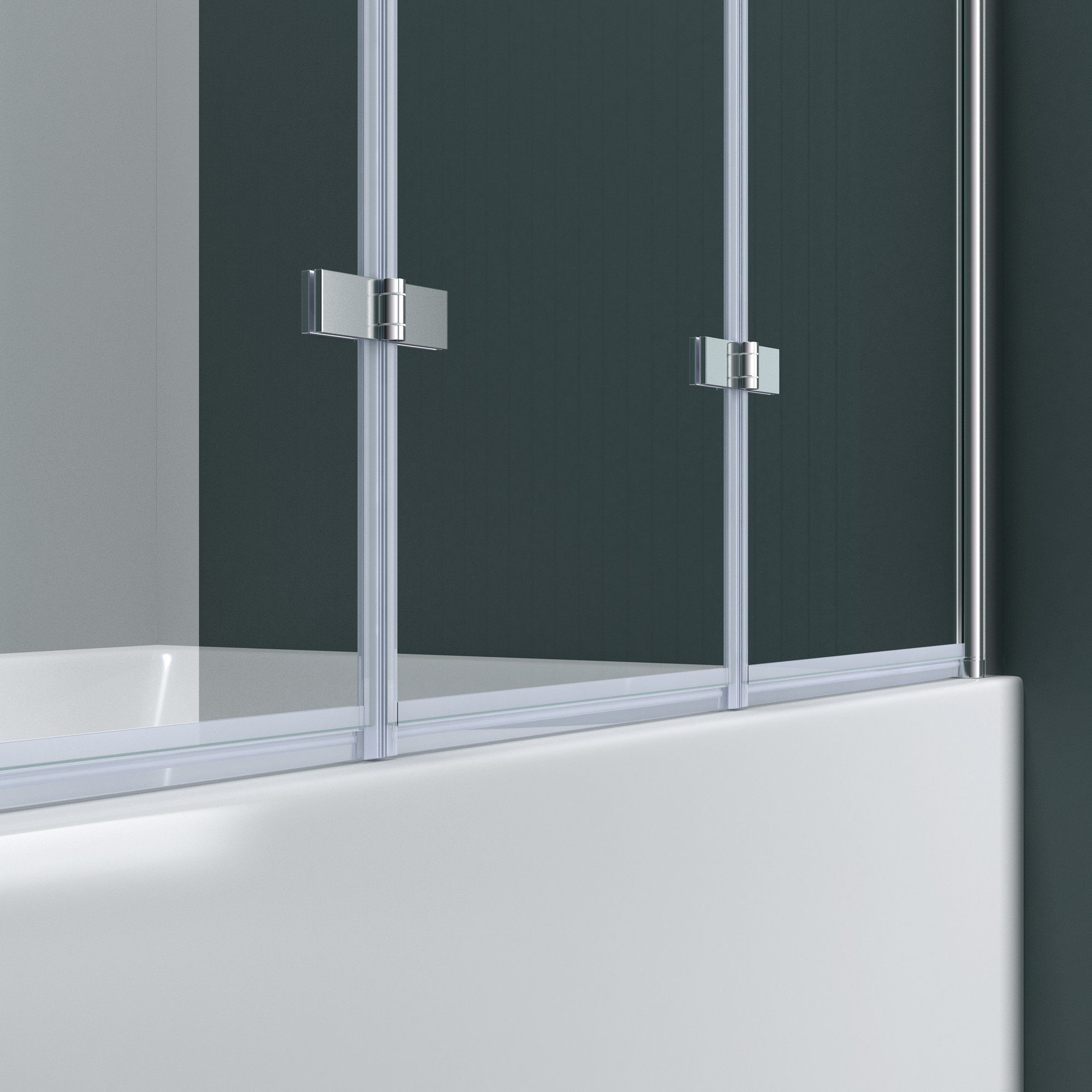doporro Duschwand für Badewanne Badewannenaufsatz inkl. Nano-Versiegelung 6mm ESG-Glas, 6mm Einscheibensicherheitsglas, Selbstreinigende Nano-Beschichtung