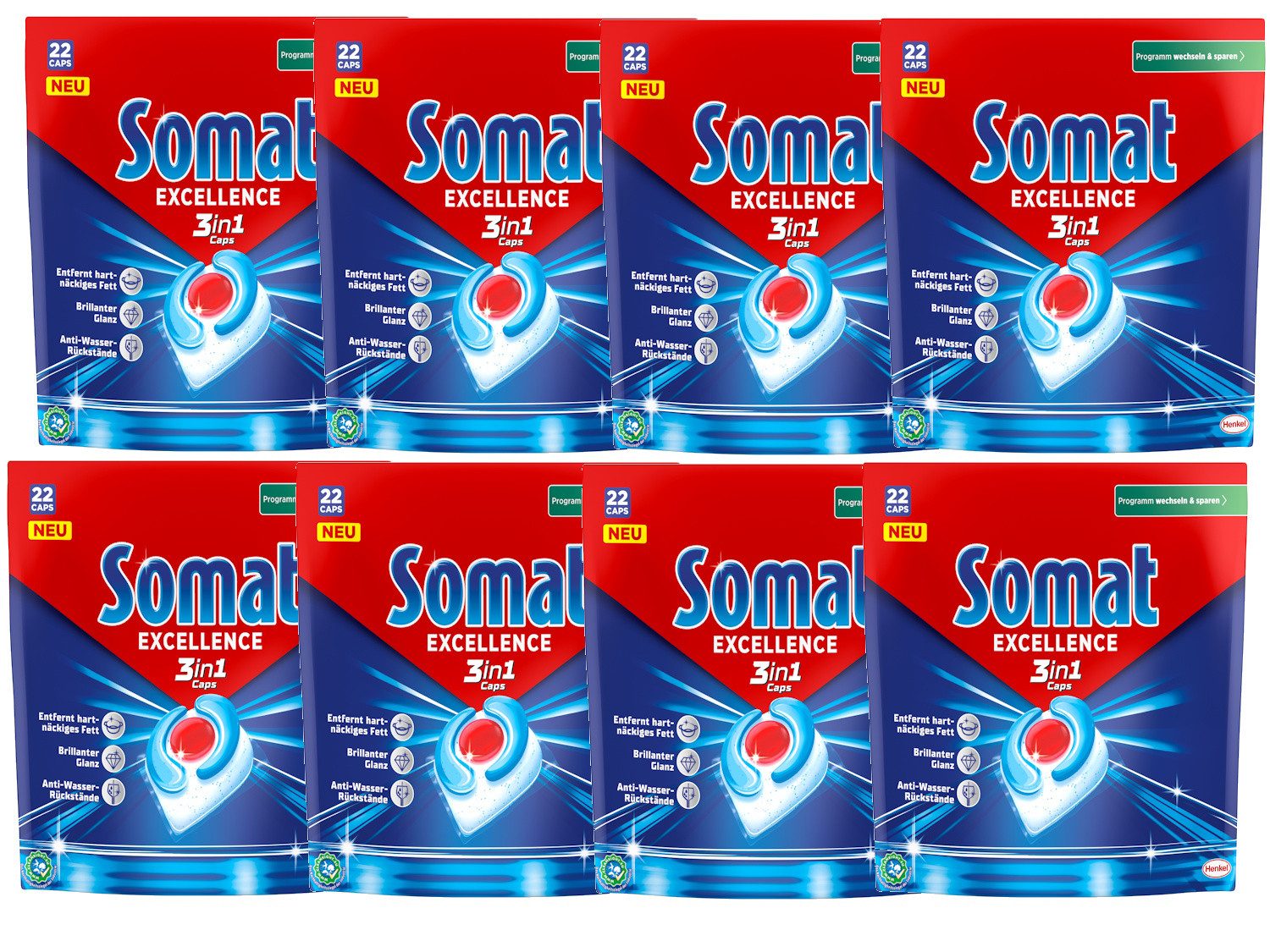 Somat SOMAT 3in1 Caps 8er – Fettlösend Spülmaschinen Tabs Spülmaschinentabs