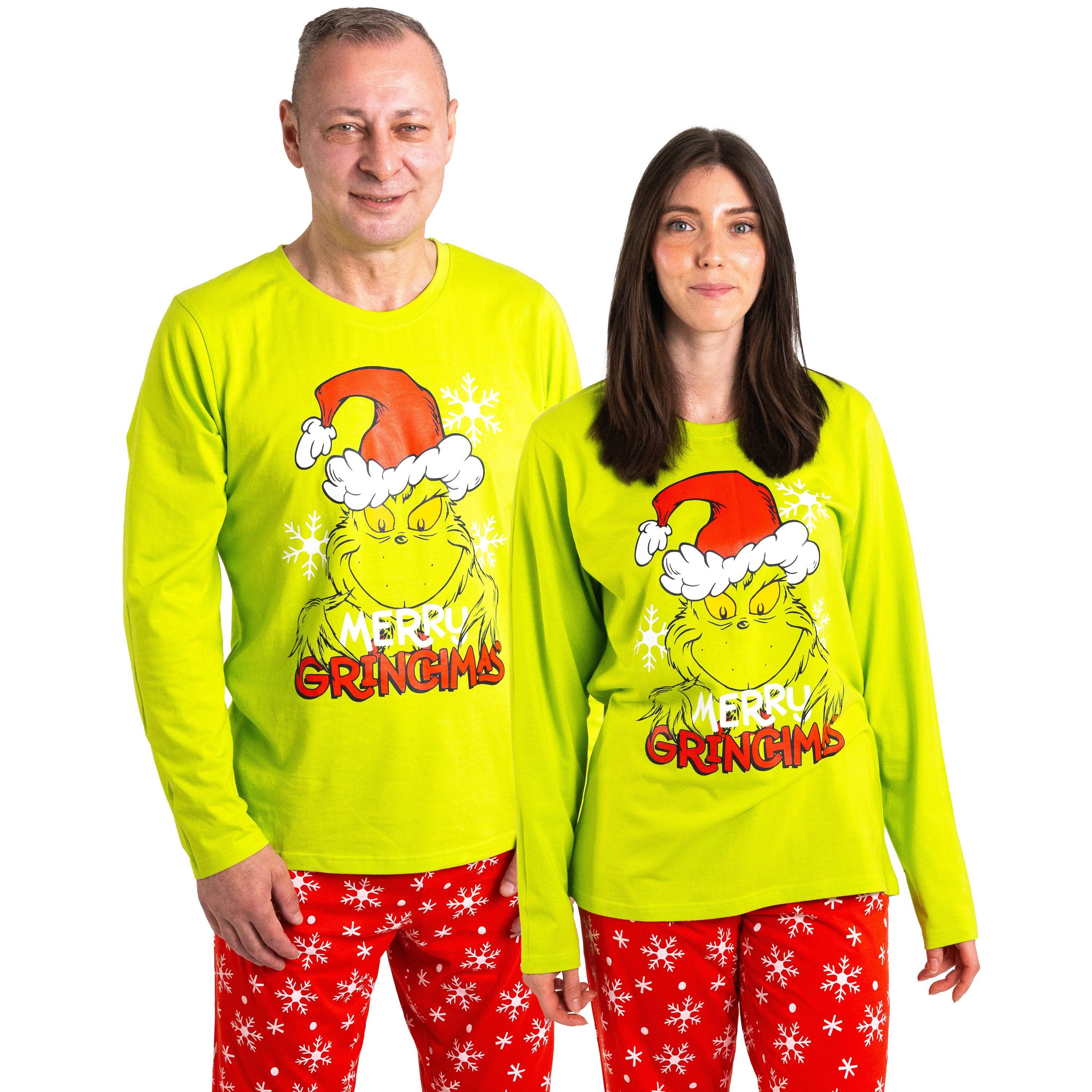United Labels® Schlafanzug The Grinch Schlafanzug Pyjama Set Langarm Oberteil mit Hose