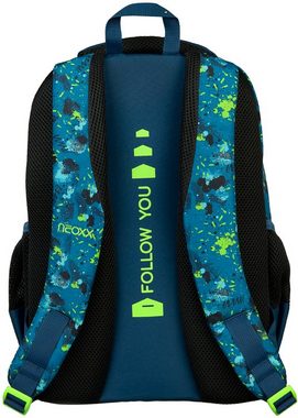 neoxx Schulrucksack Fly, Petrol Extreme, aus recycelten PET-Flaschen