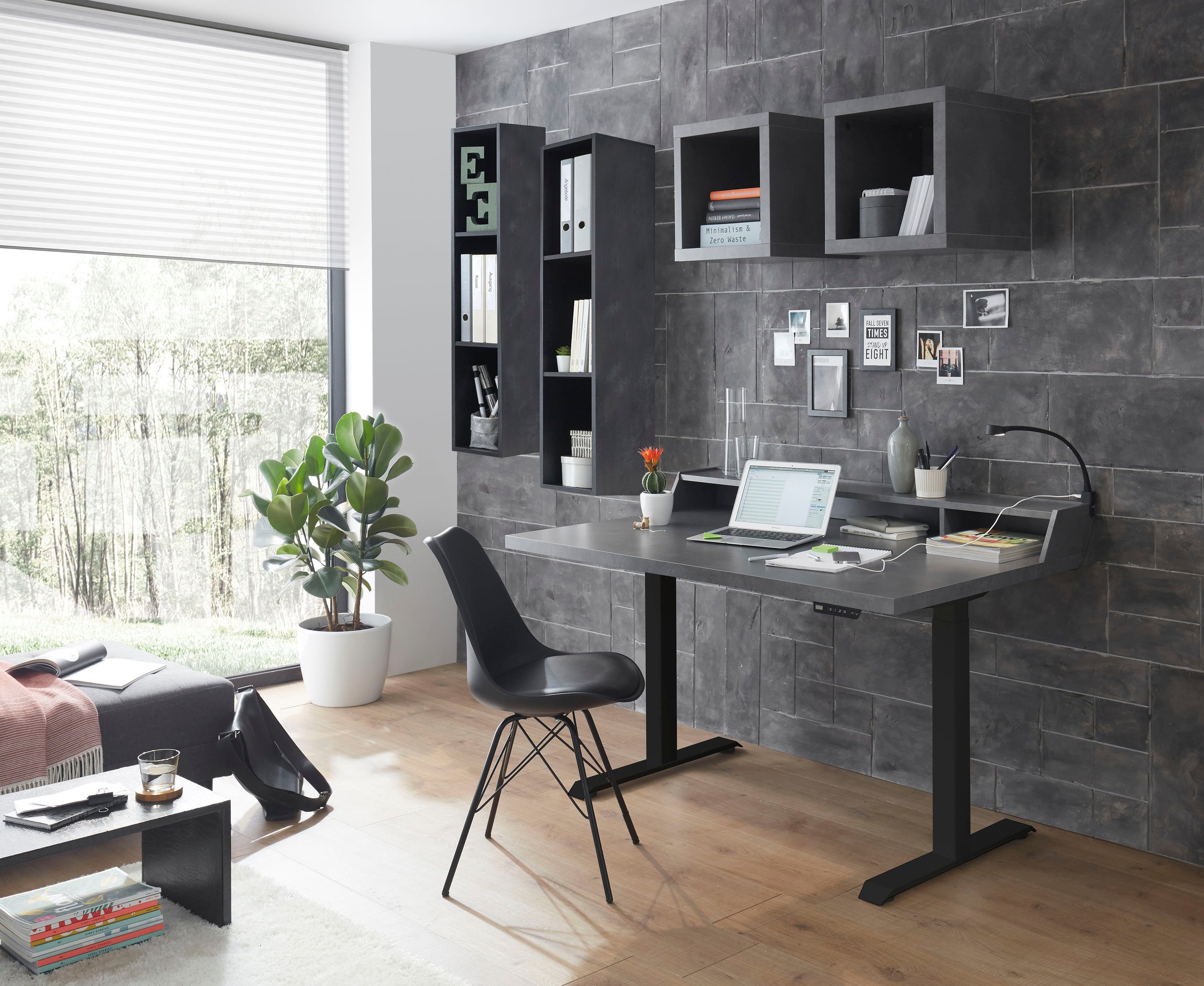 Mäusbacher Schreibtisch Big System Office, Breite 120 cm, elektrisch höhenverstellbar schwarz matt / graphit | graphit