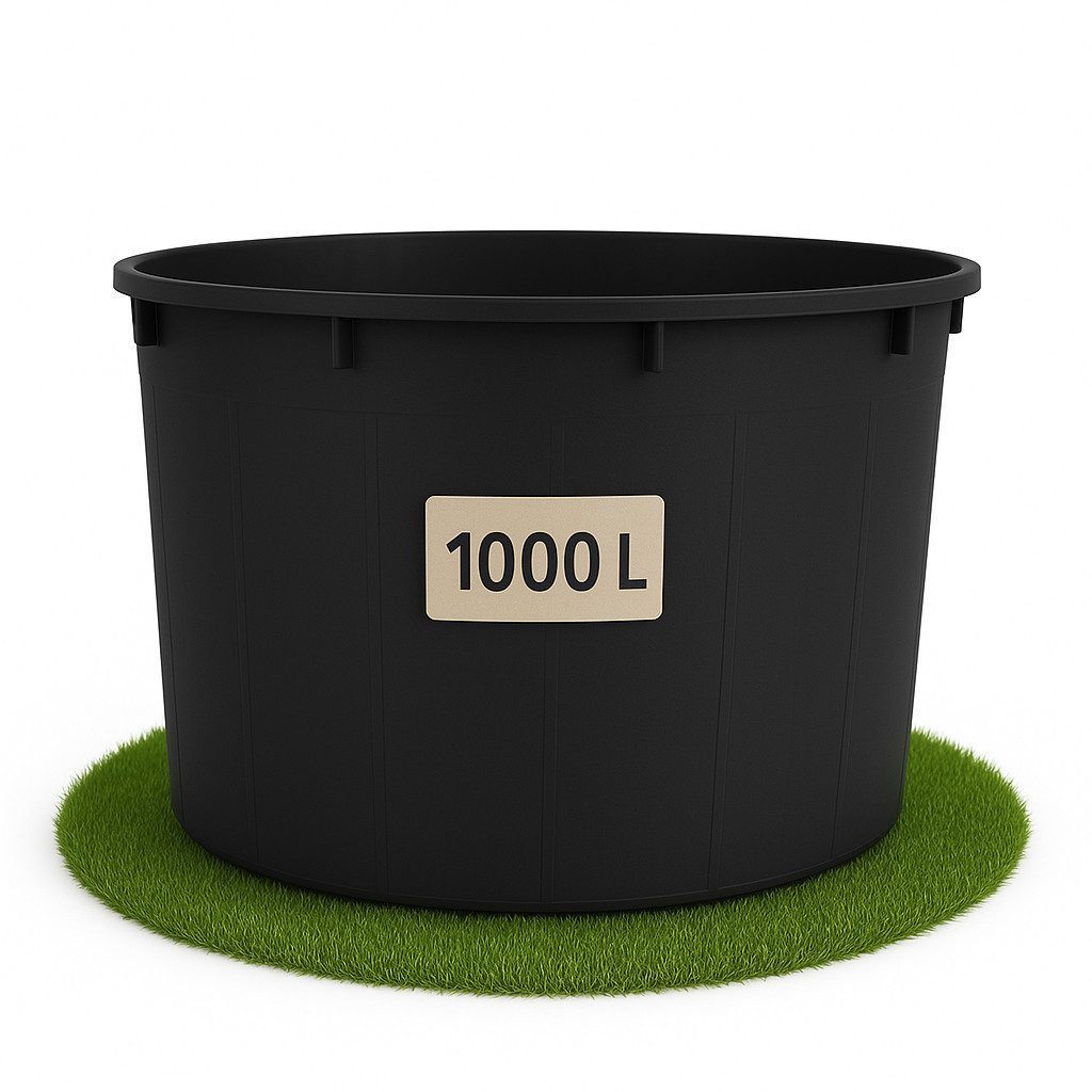 ONDIS24 Regentonne Regenfass XXL Regenwassertank aus schwarzem Kunststoff, 1000 l, Robust & UV-Beständig