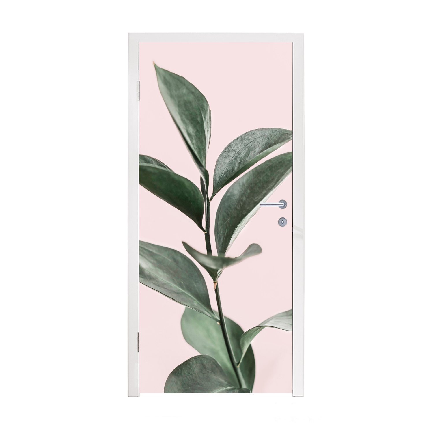 Grün Türtapete Rosa, für Pflanzen - Fototapete MuchoWow 75x205 Tür, Natur bedruckt, cm (1 Türaufkleber, - St), - Matt,