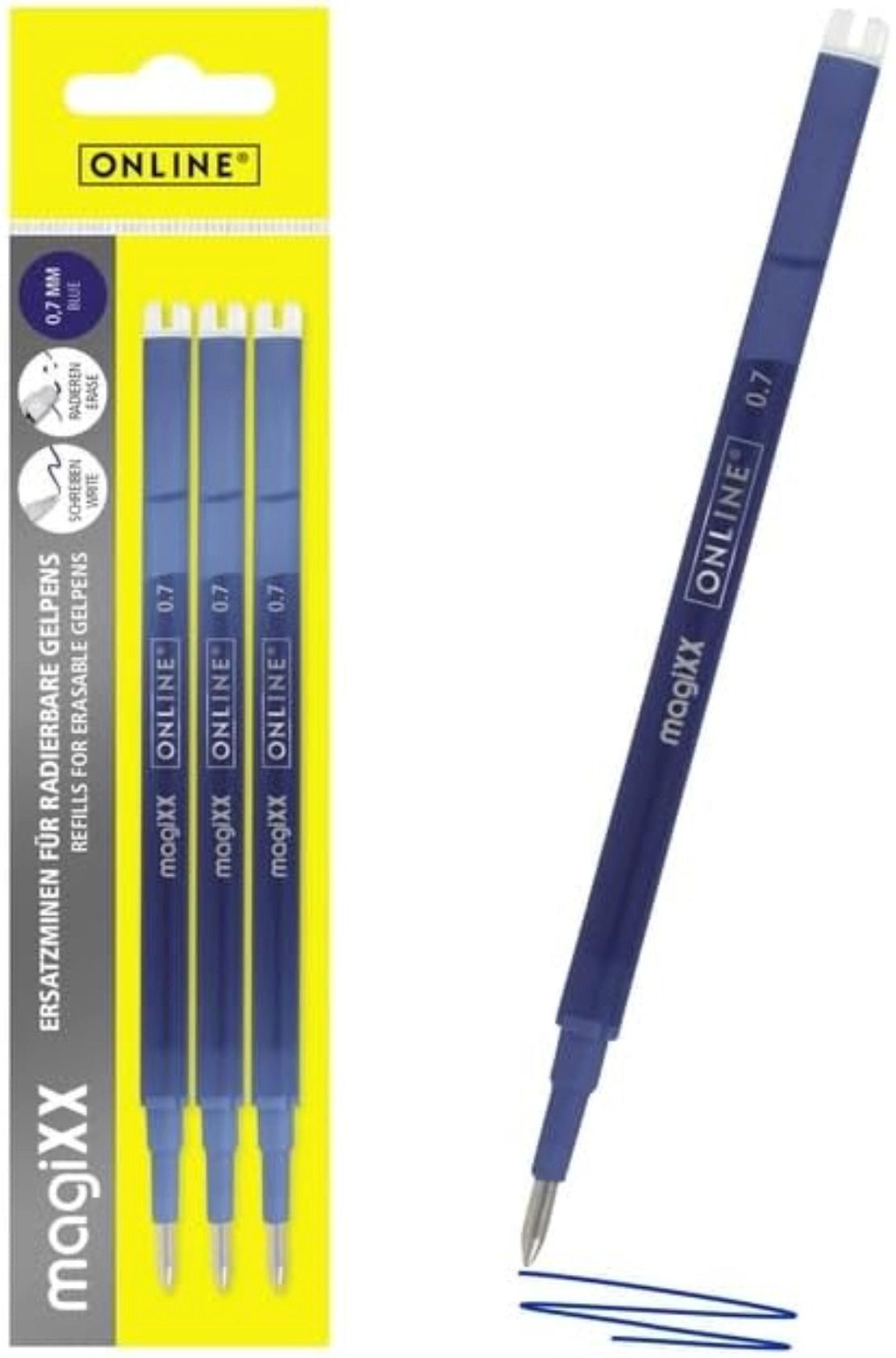Online Pen Kugelschreiber ONLINE Gelmine 0,7mm radierbar blau 3er Set