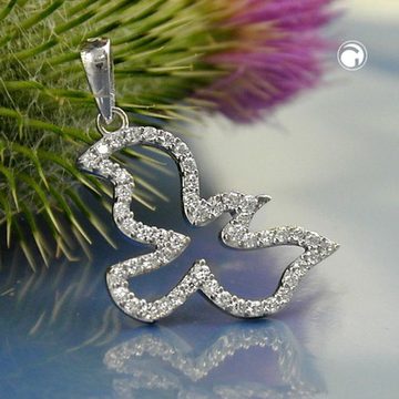 unbespielt Kettenanhänger Anhänger Vogel mit Zirkonias rhodiniert 925 Silber inkl. Schmuckbox, Silberschmuck für Damen und Herren