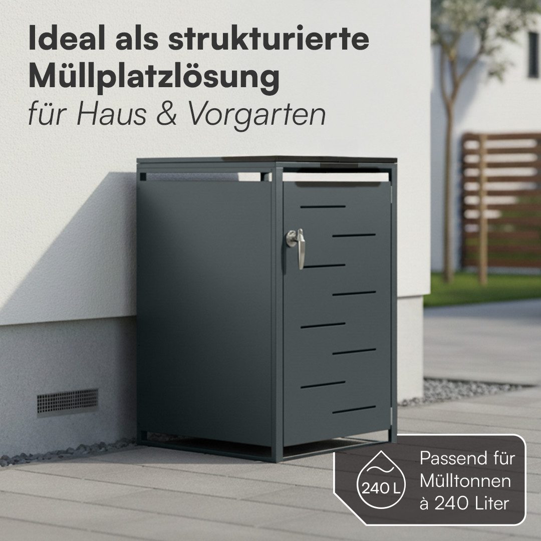 STEELSØN Mülltonnenbox Diorus 240L, abschließbar (Anthrazit, verfügbar mit 1, 2, 3, 4, oder 5 Türen), aus verzinktem Stahl