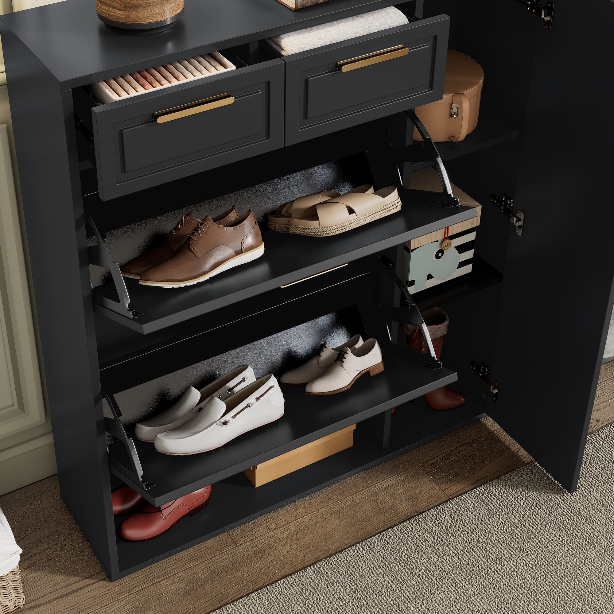 STILVORA Schuhschrank schwarz Schuhkipper mit schublade,Schuhregal günstig online kaufen