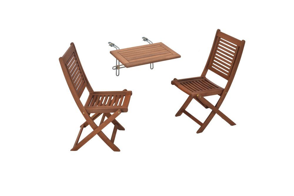 Gartenmöbel Ambiente Balkonset Madrid, (3tlg., 2 Klappstühle, 1 Balkonhängetisch), Klappstühle, abklappbare Tischplatte