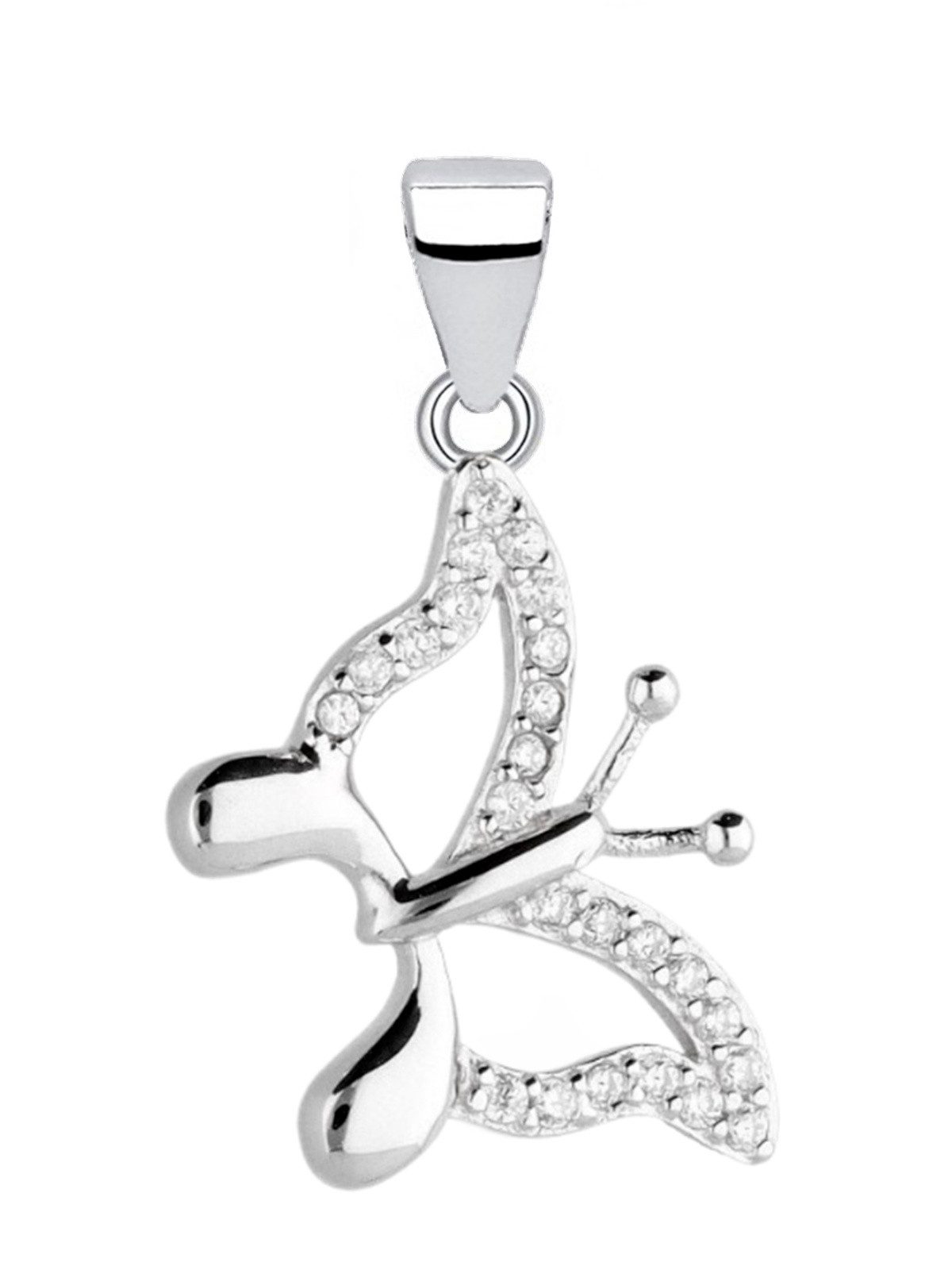 Kettenanhänger Silber Schmetterling mit Zirkonia Anhänger 925 Sterling Echtschmuck