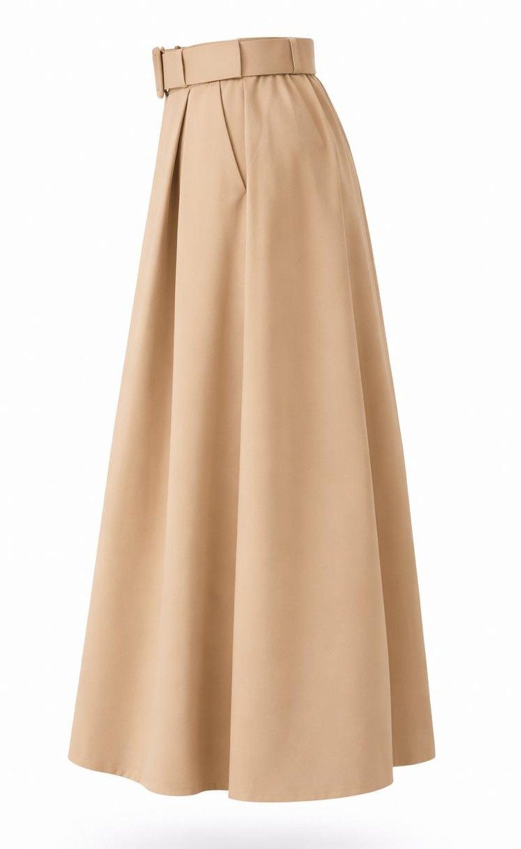 Mississhop A-Linien-Rock Damen Maxirock mit Gürtel – eleganter A-Linien Rock, lang, mit Taschen