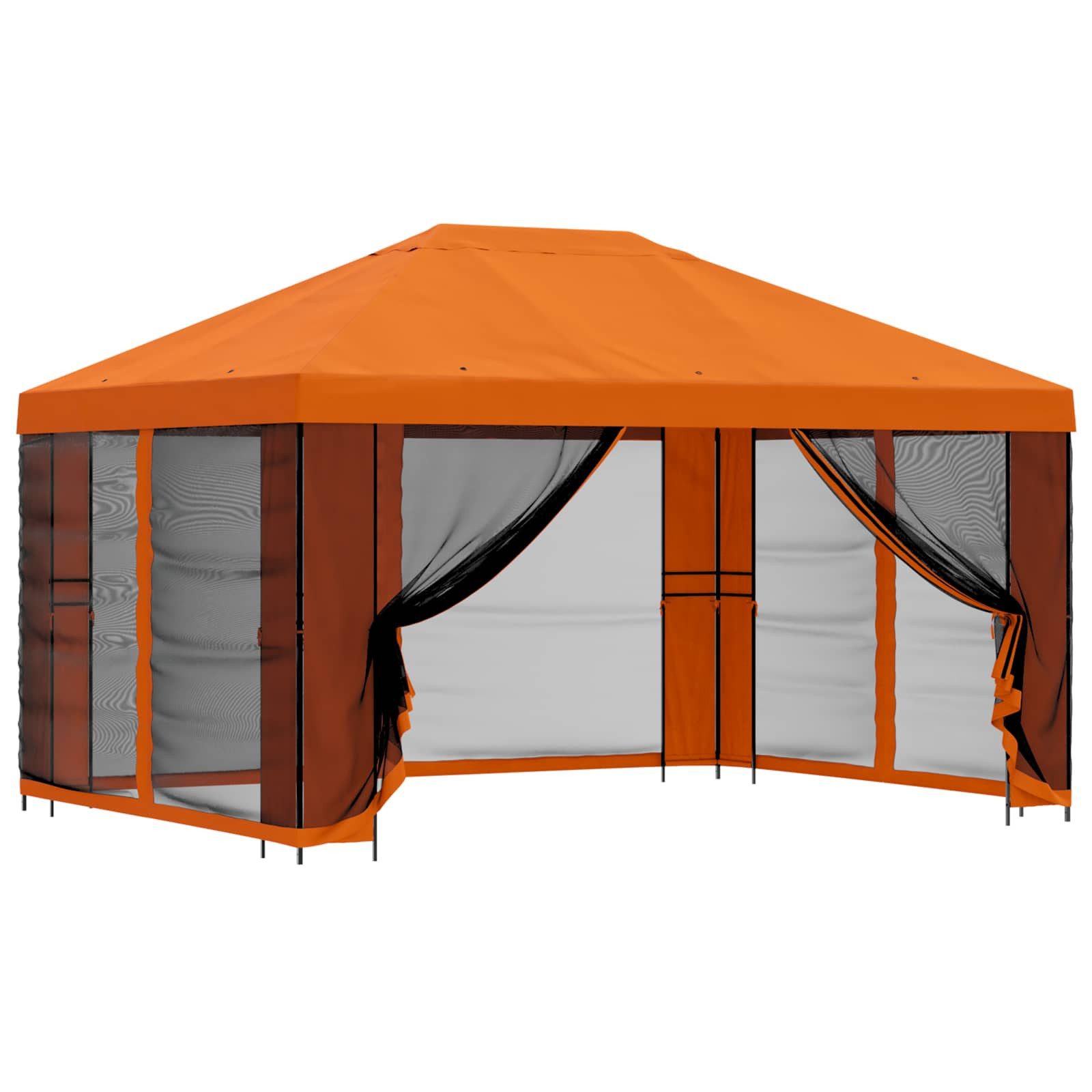 vidaXL Partyzelt Garten Pavillon mit Seitenwänden 4 x 3 m Orange