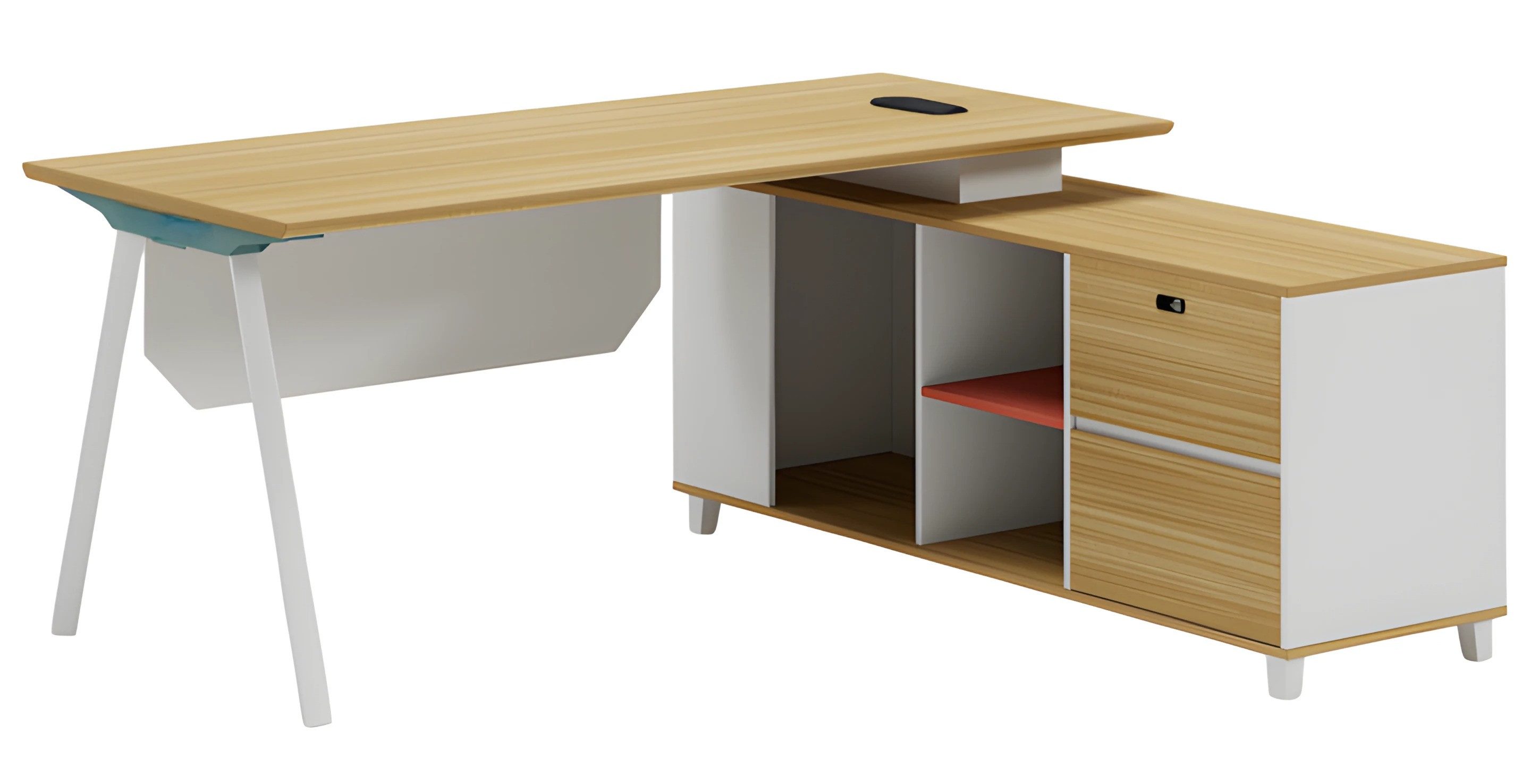 JVmoebel Schreibtisch Moderner Tisch in Holzoptik mit Stauraum und Ablagefach (1-St., 1 Tisch), Made in Europe