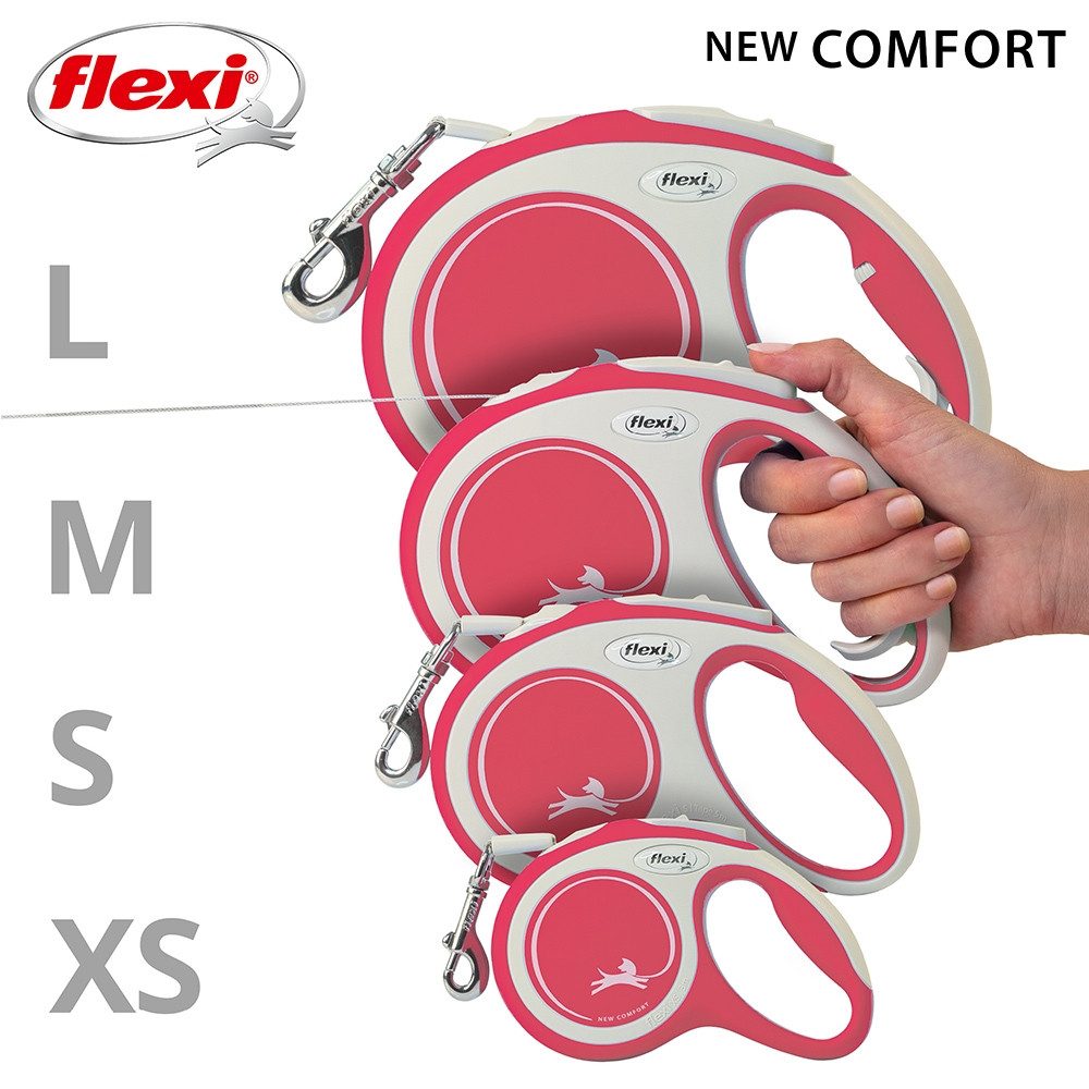 flexi Flexileine Flexi "NEW COMFORT" mit Gurt rot, Kunststoff, Metall, Nylon