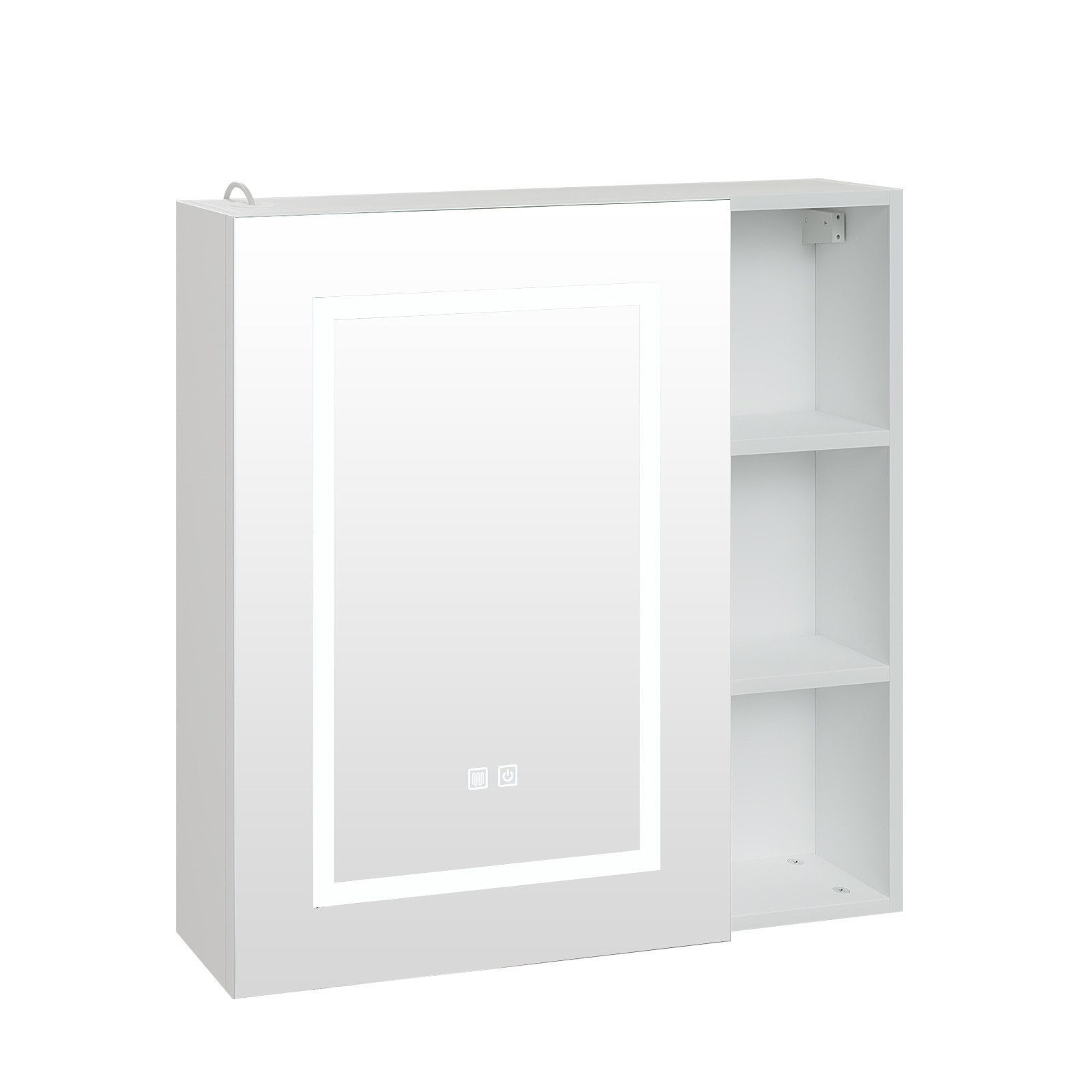 radelldar Spiegelschrank LED Badspiegelschrank mit Stauraum, Hängender Medizinschrank (1-St) mit 3 Lichtfarben & Speicherfunktion, 70 x 70 cm