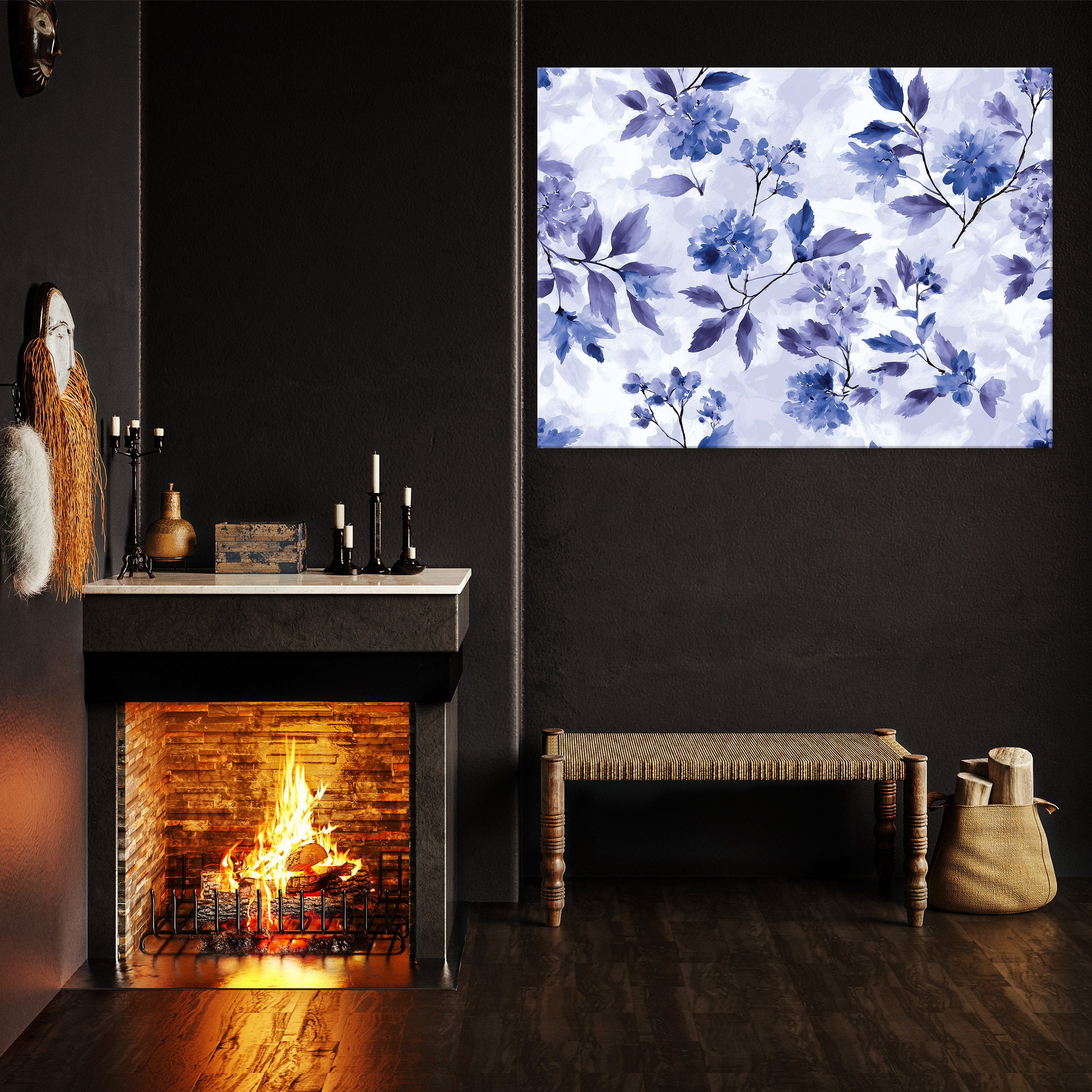 Wallarena Leinwandbild Blumen Blätter - Lila - Modern - Wohnzimmer, Blumen, 40x30x2cm