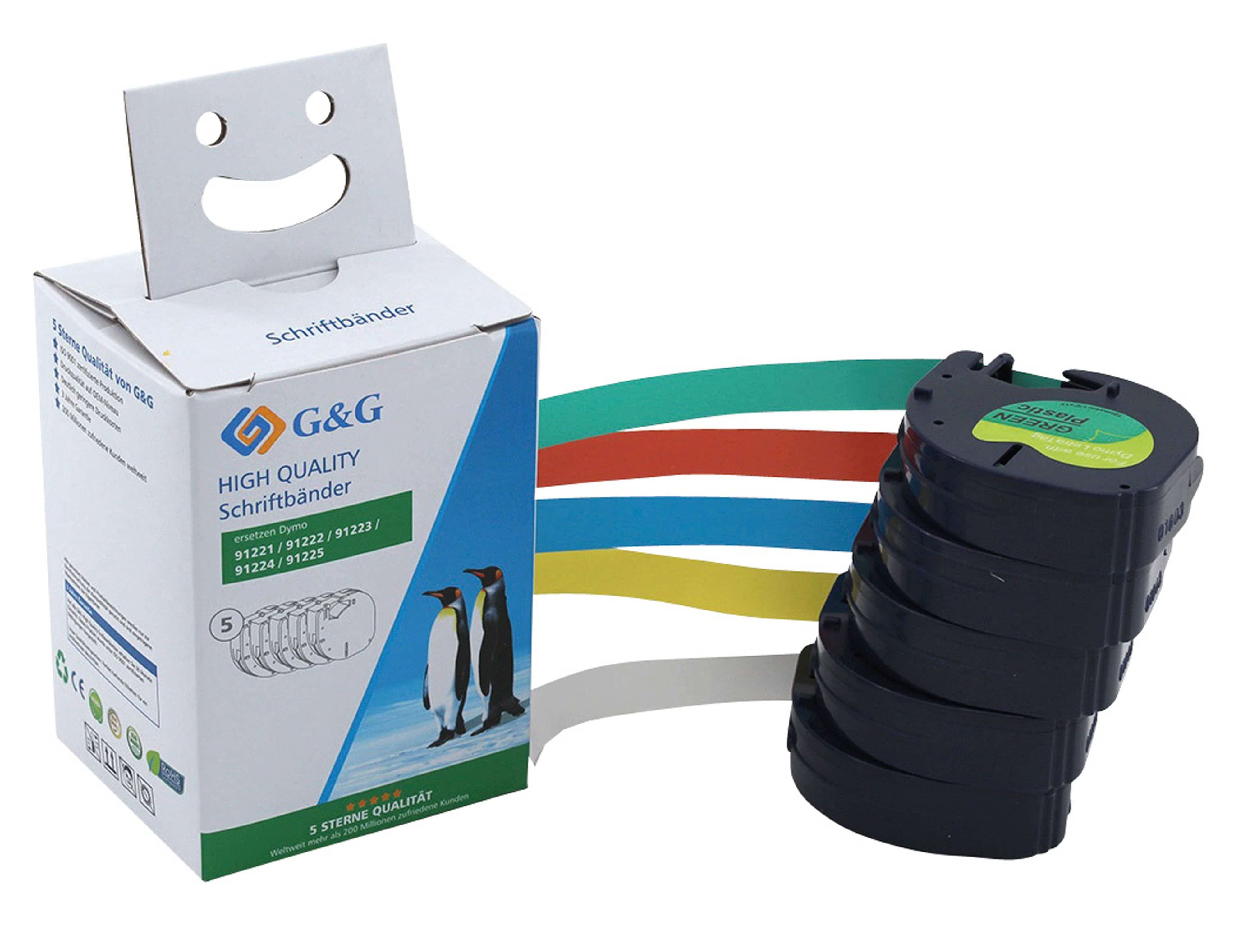 G&G G&G Etiketten 5er Pack schwarz auf Tintenstrahldrucker