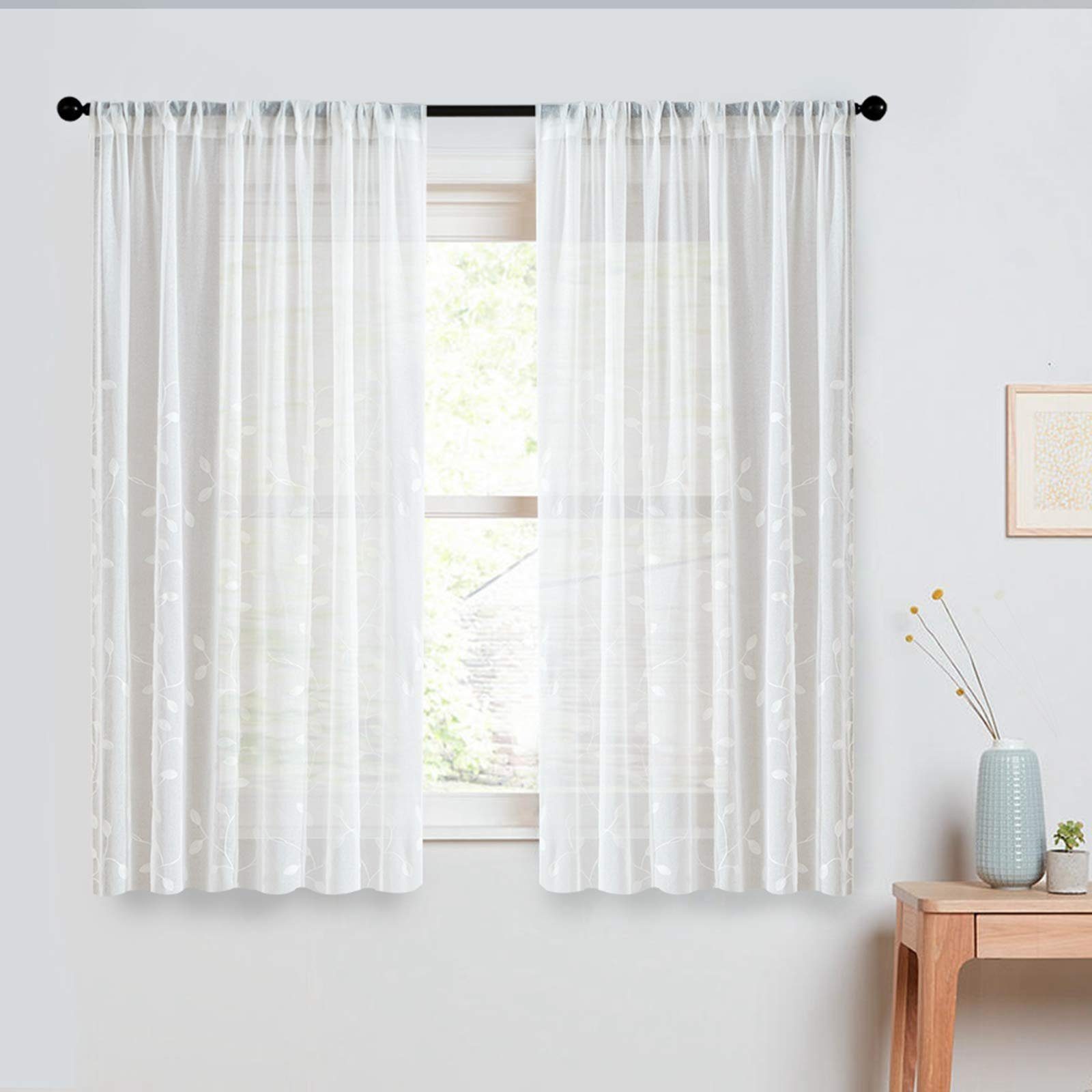 BYSURE Vorhang (2 St), Stangendurchzug, halbtransparent, Boho BlumenVorhäng günstig online kaufen