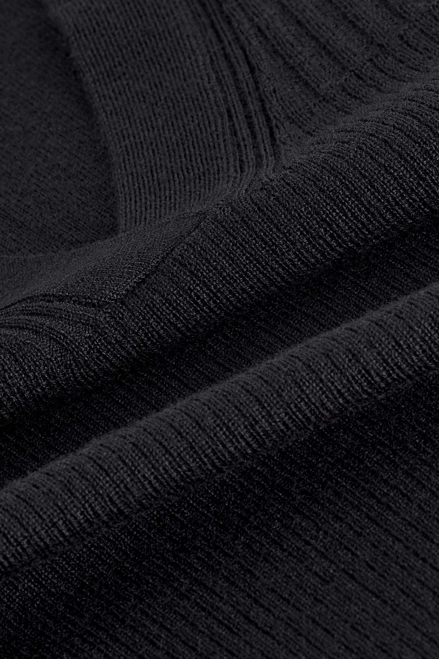 Next Polokragenpullover Premium Poloshirt Black (1-tlg) aus mit Merinowolle Polokragen