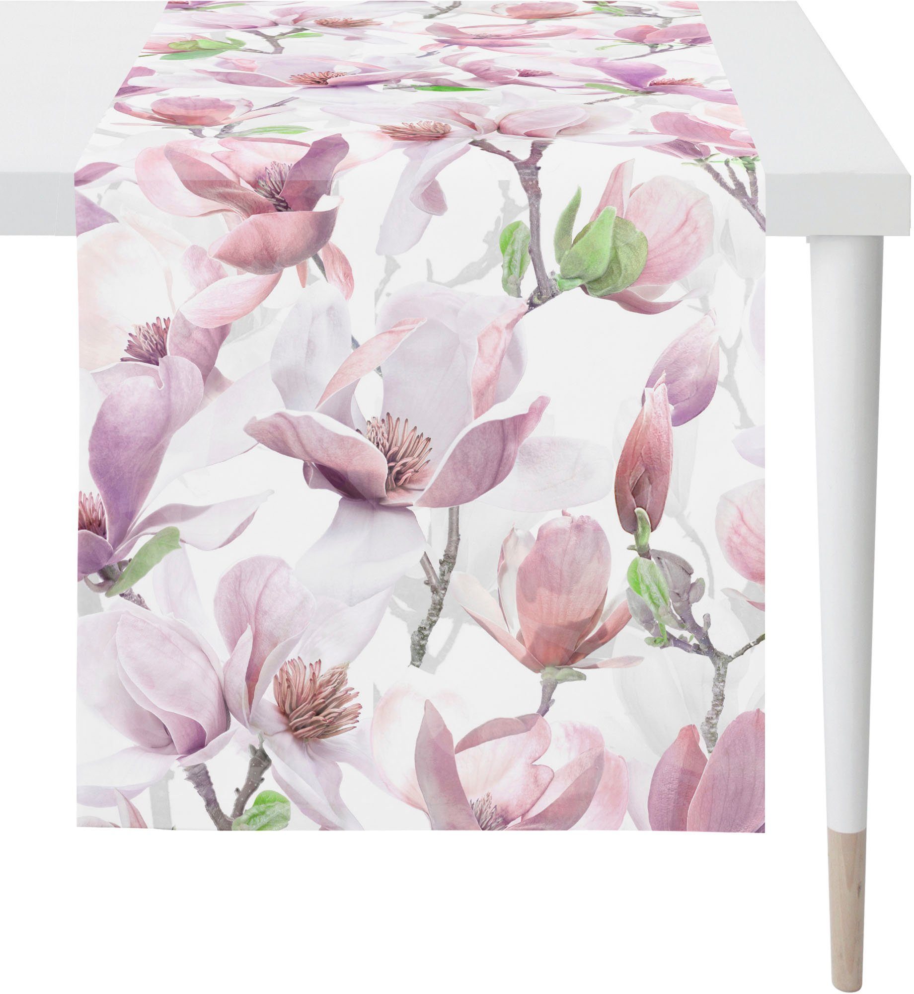 Sparangebot APELT Tischläufer 6510 SPRINGTIME, rosé/weiß/grün/natur (1-tlg), Frühling Frühjahrsdeko, Digitaldruck