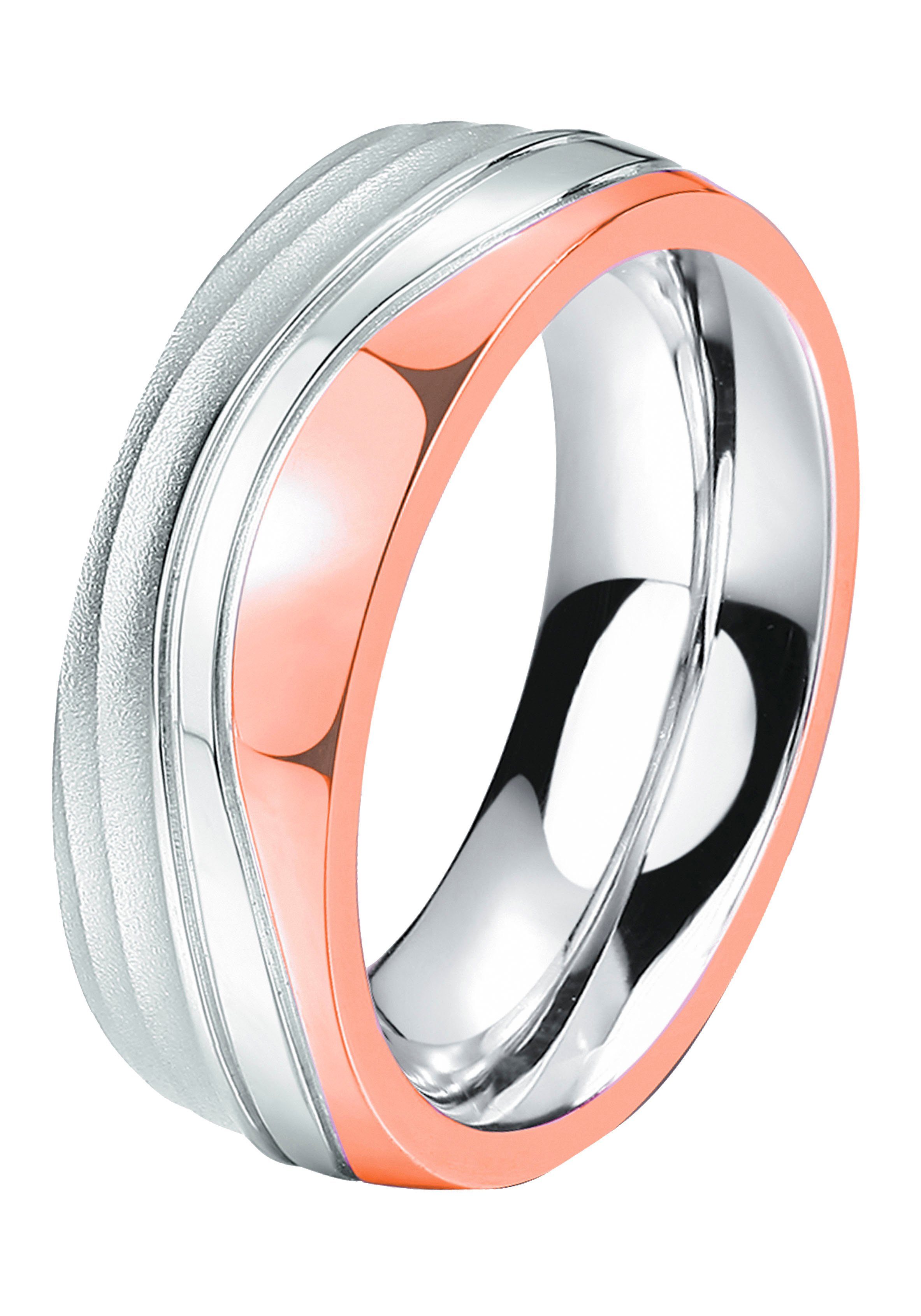 DOOSTI Trauring Schmuck Geschenk Edelstahl edelstahlfarben-roségoldfarben Partnerring Ehering o. mit Trauring LIEBE, ohne Zirkonia