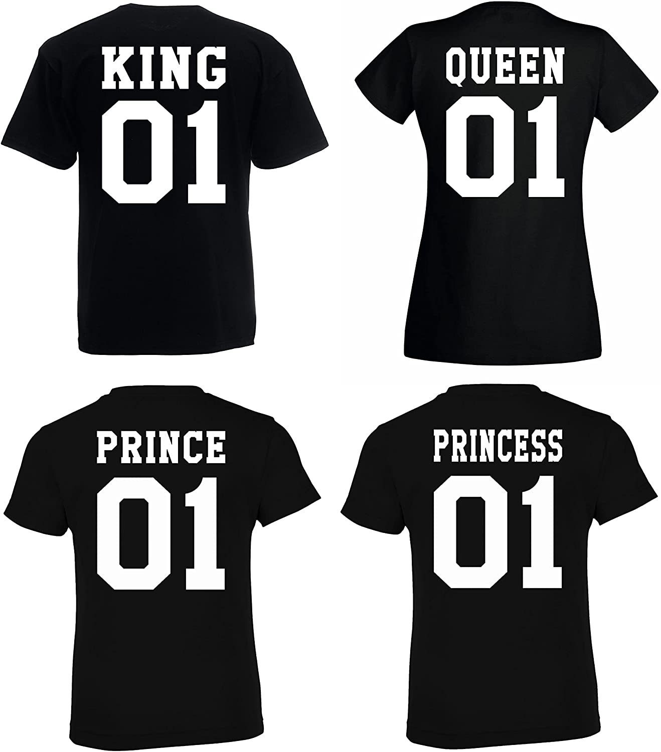 Youth Designz T-Shirt King Queen Prince Princess Herren Damen Kinder T-Shirt Set (1-tlg) mit Rückenprint, trendiger Spruch Princess-Schwarz