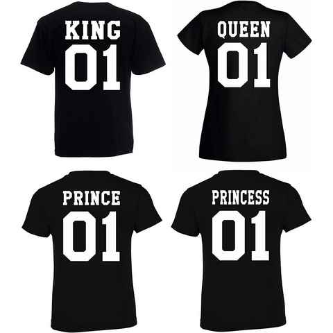 Youth Designz T-Shirt King Queen Prince Princess Herren Damen Kinder T-Shirt Set (1-tlg) mit Rückenprint, trendiger Spruch