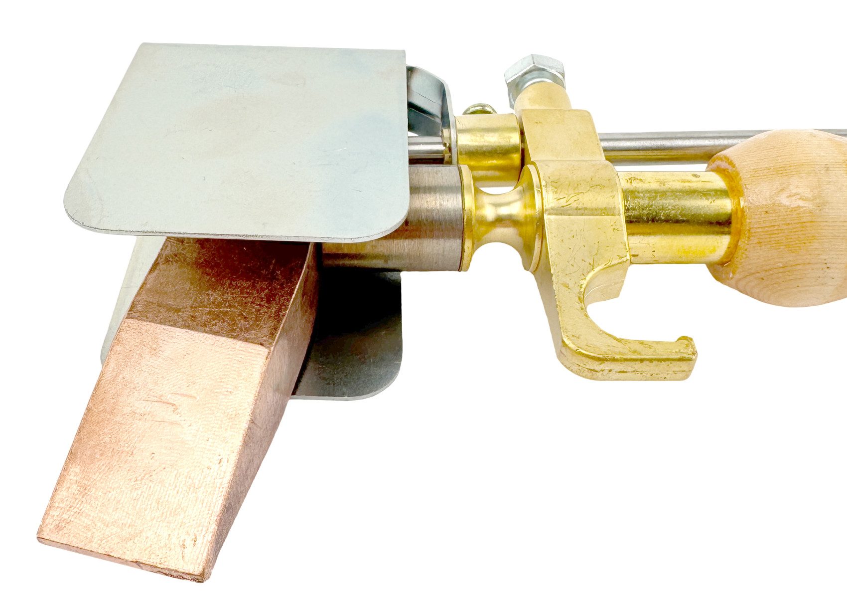 WELDINGER Lötkolben Dachrinnenlötkolben Profi Holzgriff 350 g Kupferstück Windschutz 3/8", Gas, zum Verzinnen, Anwärmen, Abbrennen und Voranwärmen