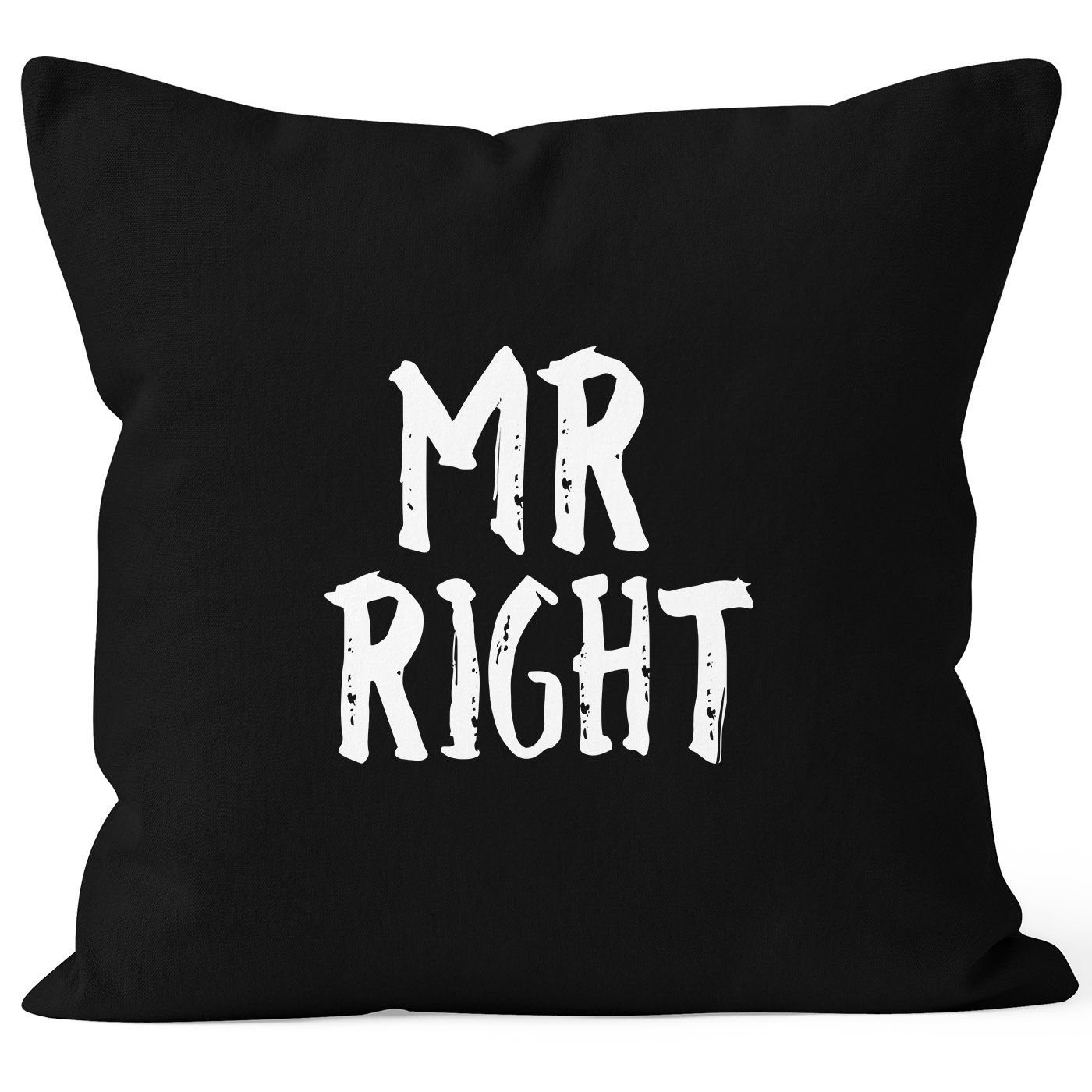 MoonWorks Dekokissen (Kissen) Kissenbezug Mr Right Kissen-Hülle Partner Hochzeit Deko-Kissen 40x40 Baumwolle MoonWorks®